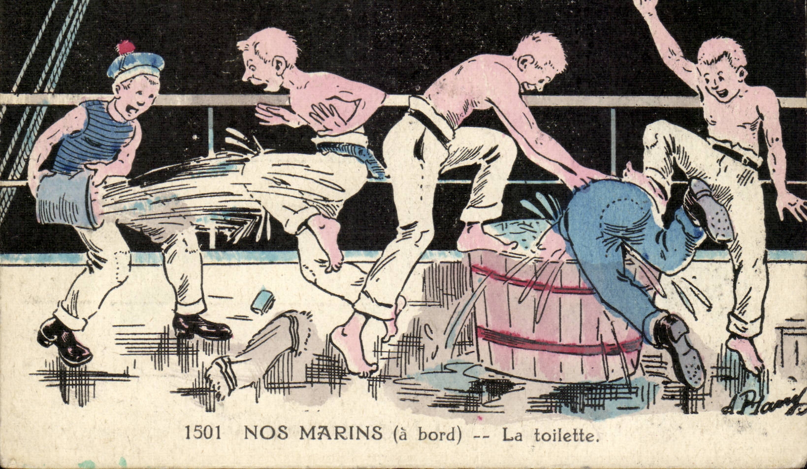 Illustrateur CPA Nos marins (a bord) La toilette TOP