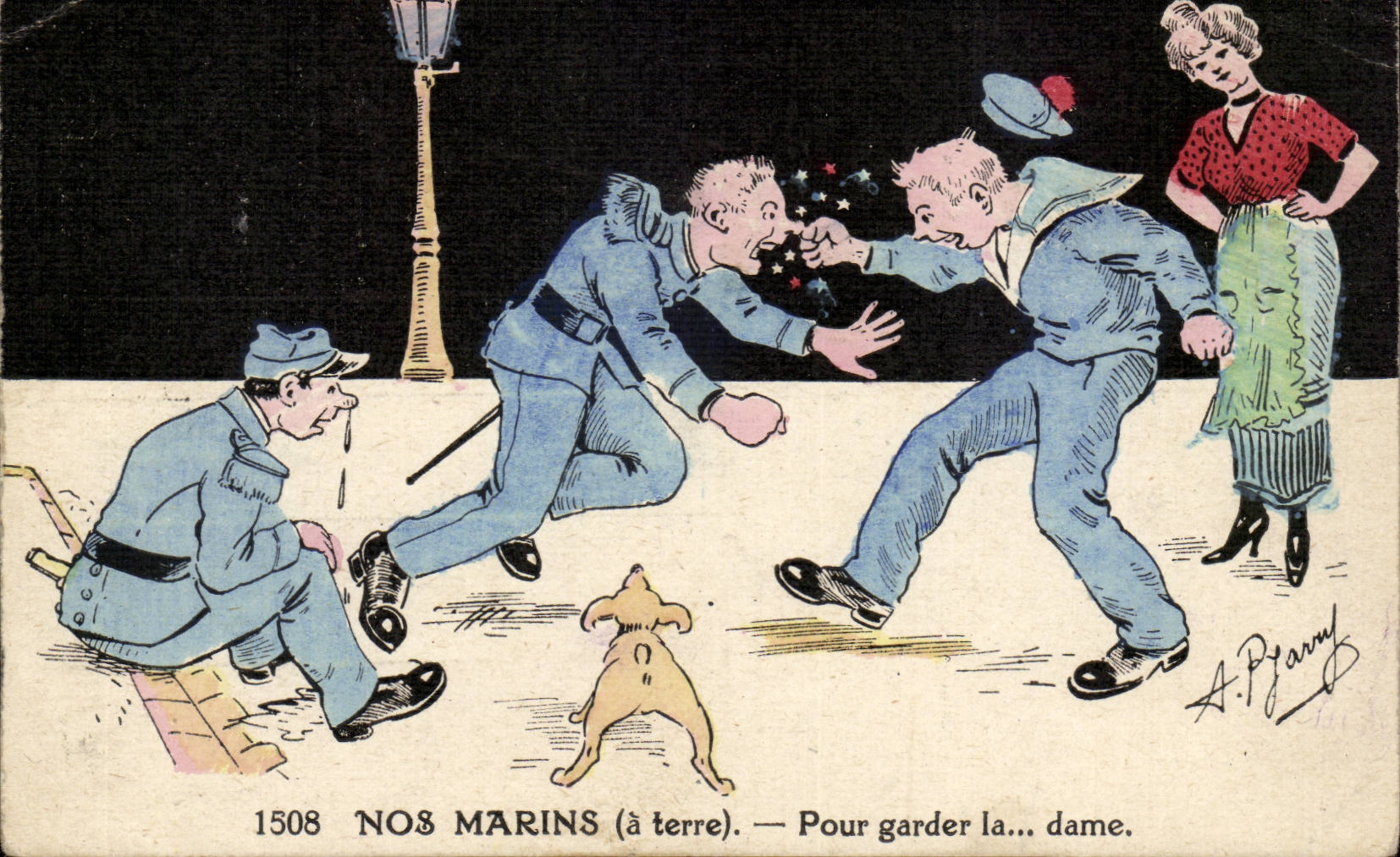 Illustrateur CPA Nos marins (a bord) Pour garder la dame TOP Marine