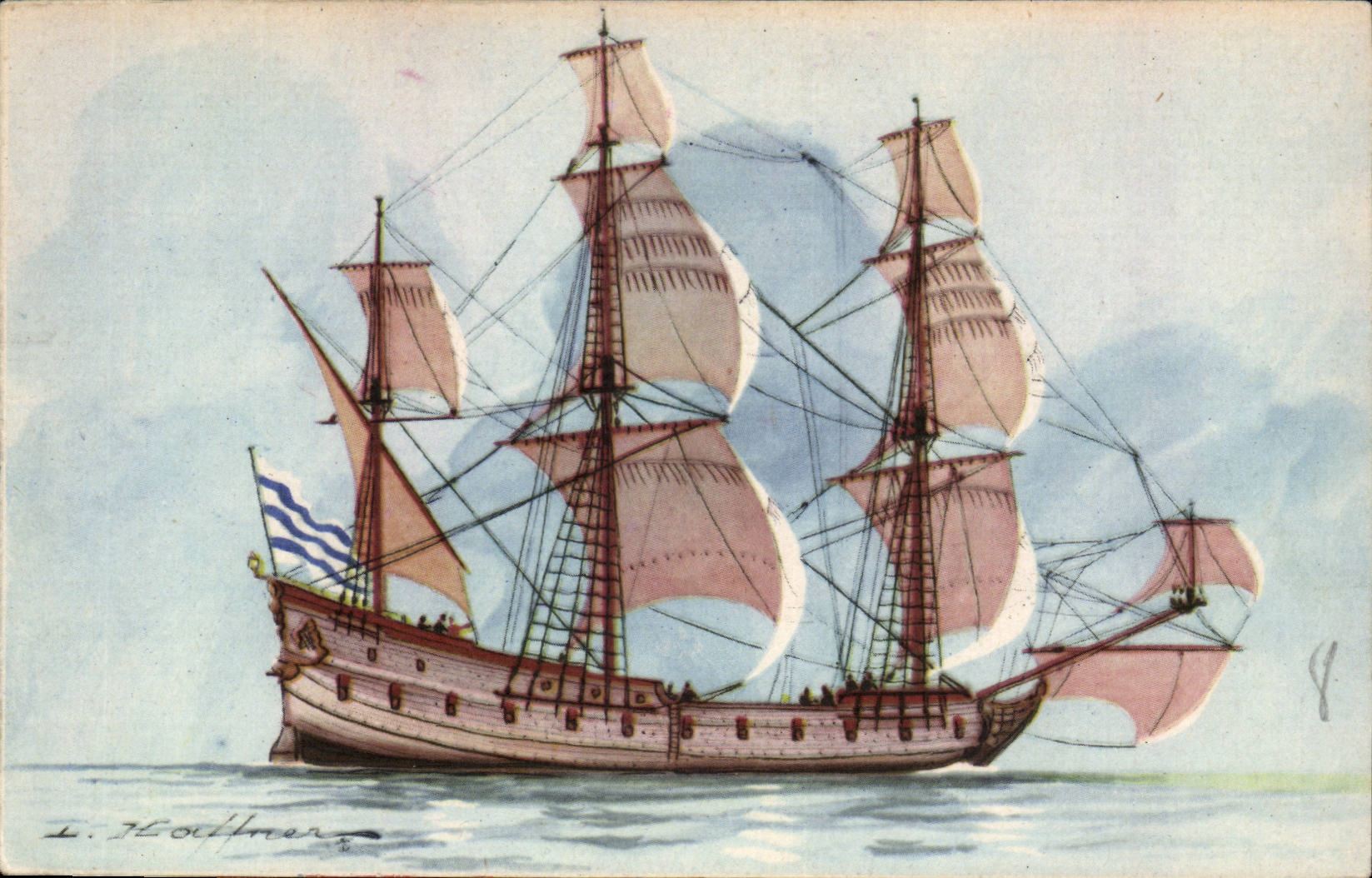 Boat Boat CPA Flute the tradind ship Transport (ship)