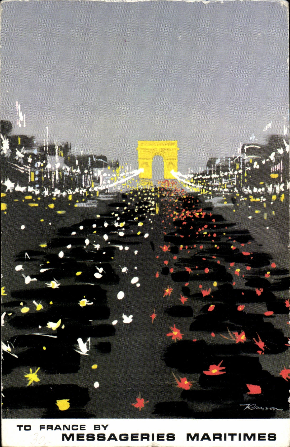 CPA Maritime To France by Messageries sArc of Triumph Champs Elysees