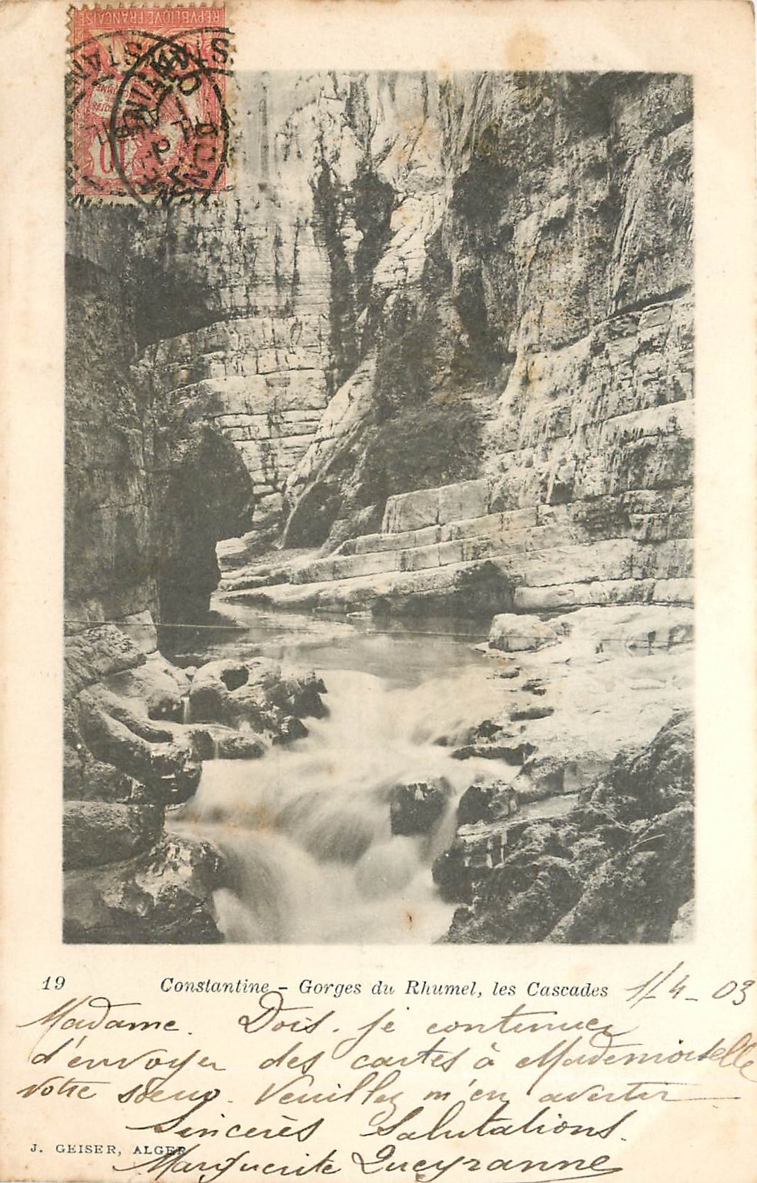 CPA Constantine Gorges du Rhumel Les cascades