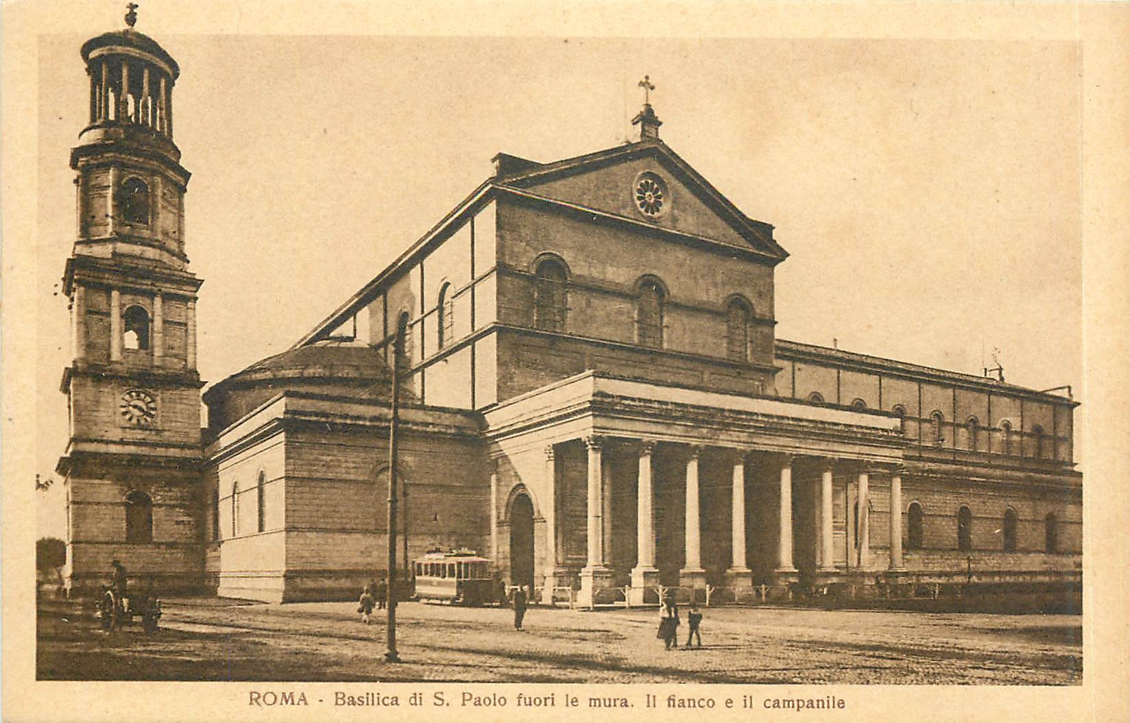 CPA Roma Basilica di S Paolo fuori le mura Il fianco e il campanile