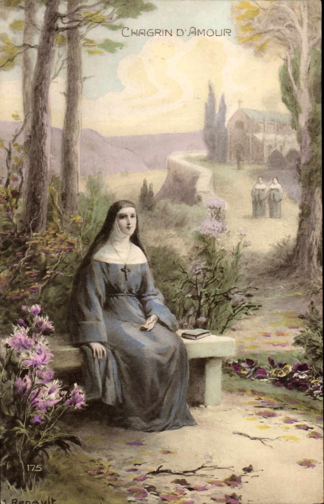Fantaisie CPA Chagrin d'amour Religieuse