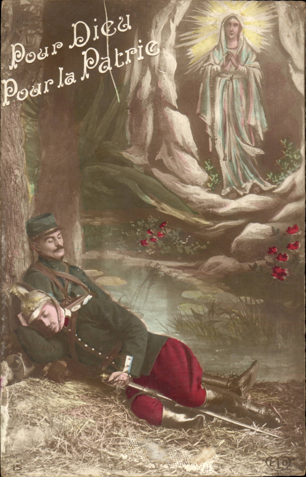 Phantasie CPA fur Gott fur das Militaria Vaterland