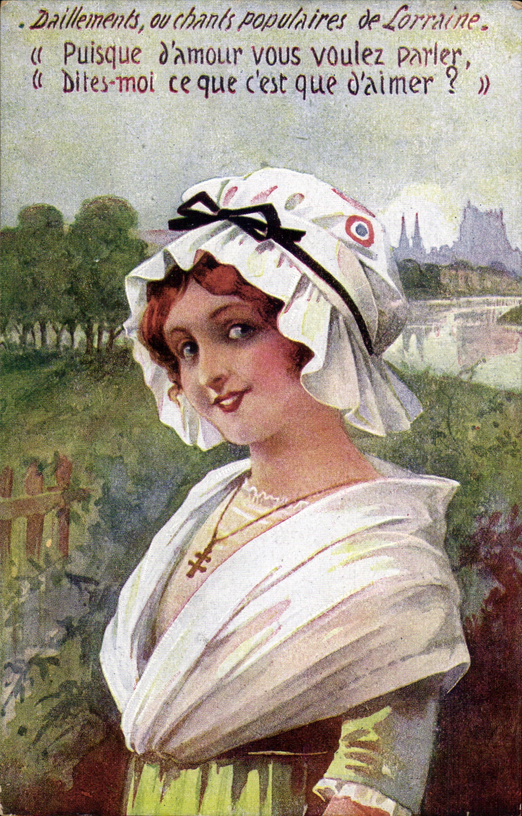 CPA Fantasy DAillements Woman or popular songs of Lorraine