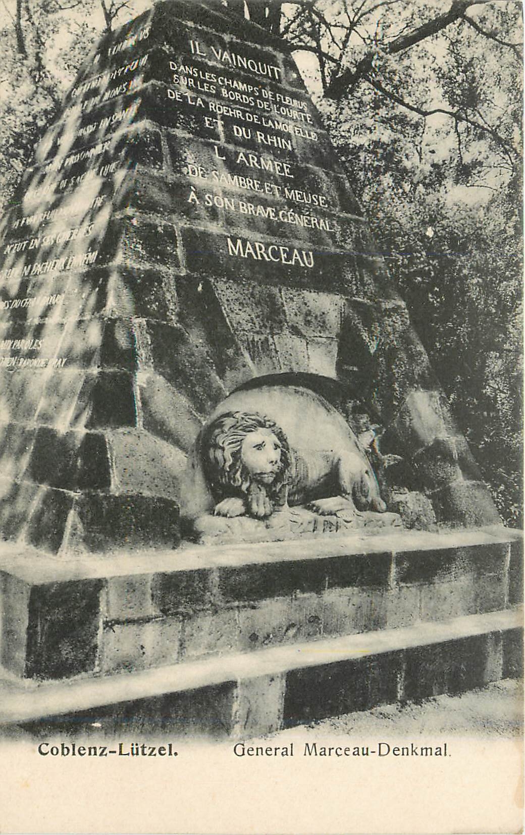 CPA Coblenz Lutzel general Marceau Denkmal Lion