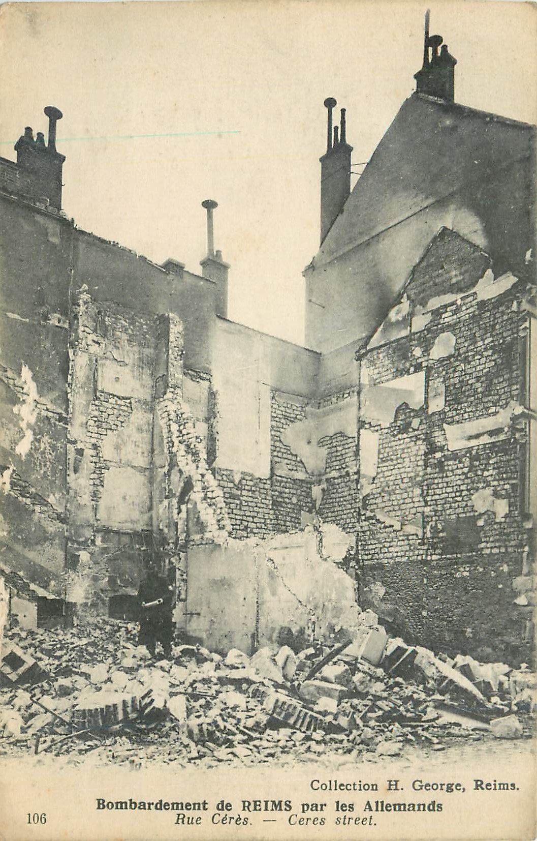CPA Bombardement de Reims par les Allemands Rue Ceres