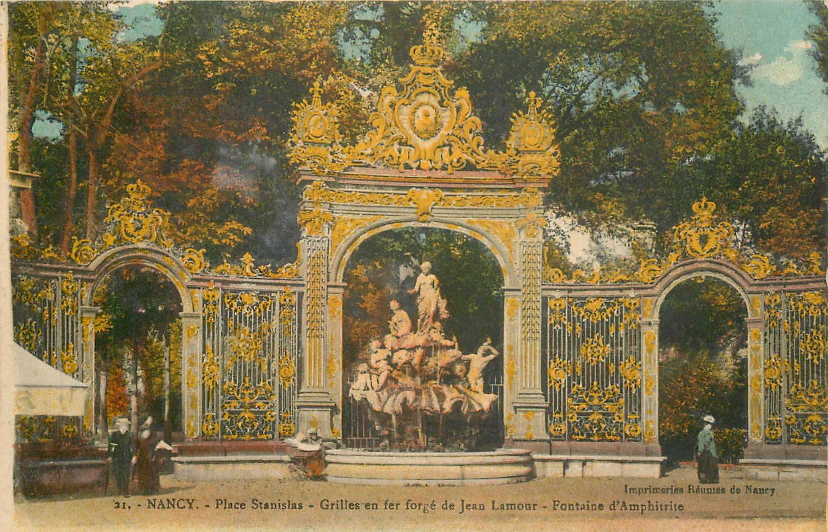 CPA Nancy Plce Stanslas Grilles en fer forge de jean Lamour Fontaine de Neptune