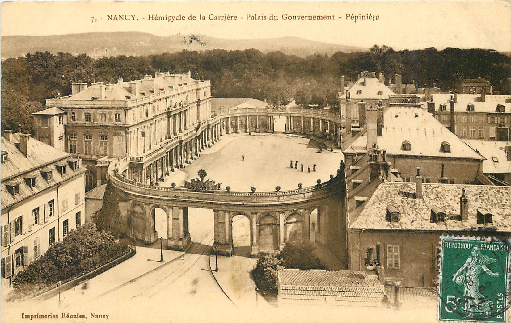 CPA Nancy l'hemycycle de la carriere la pepiniere et le palais du Gouvernement XVIIIe siecle