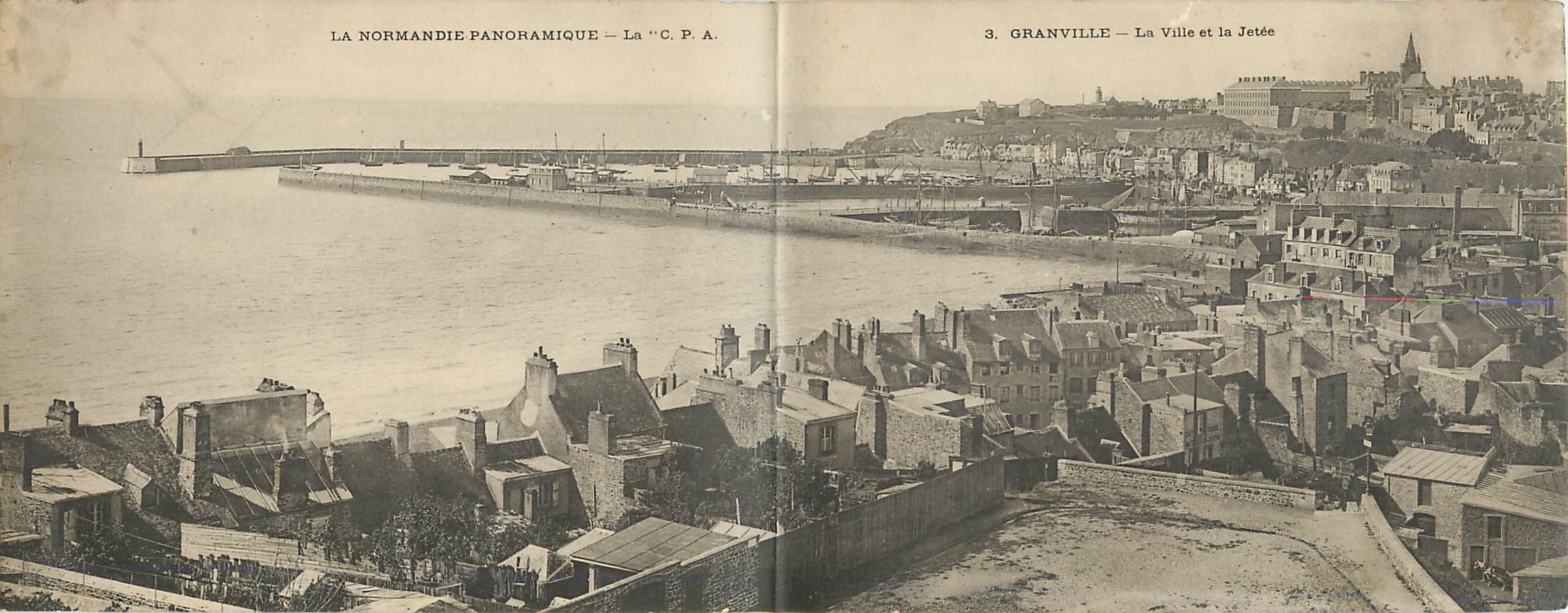CARTE DOUBLE Granville la ville et la jetee