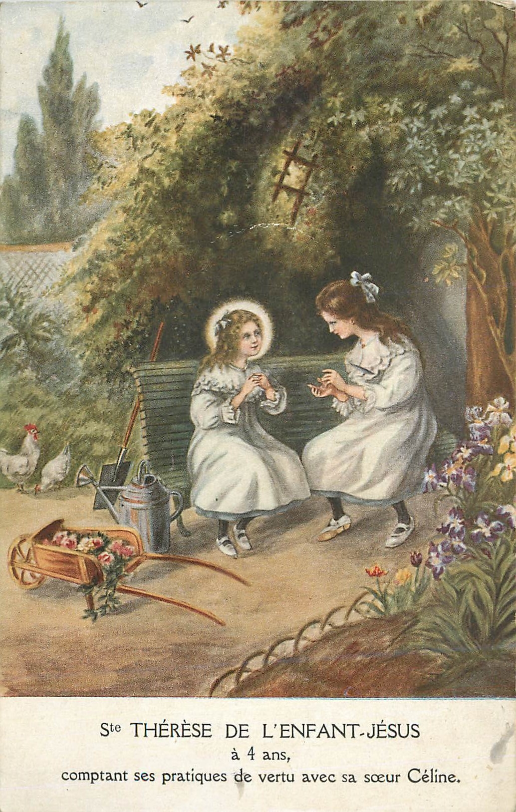 CPA Ste Therese de l' Enfant Jesus a 4 ans comptant ses pratiques de vertu avec sa soeur Celine