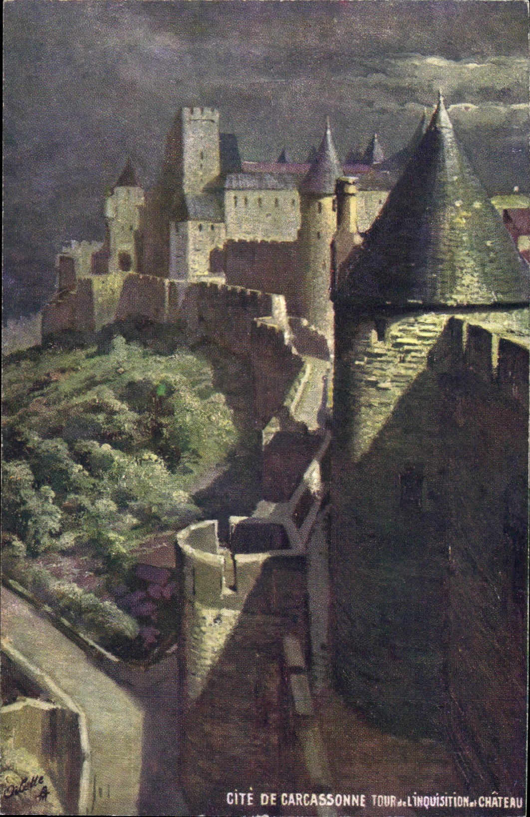 CPA ISCED of Carcassonne Turn of the enquiry and castle