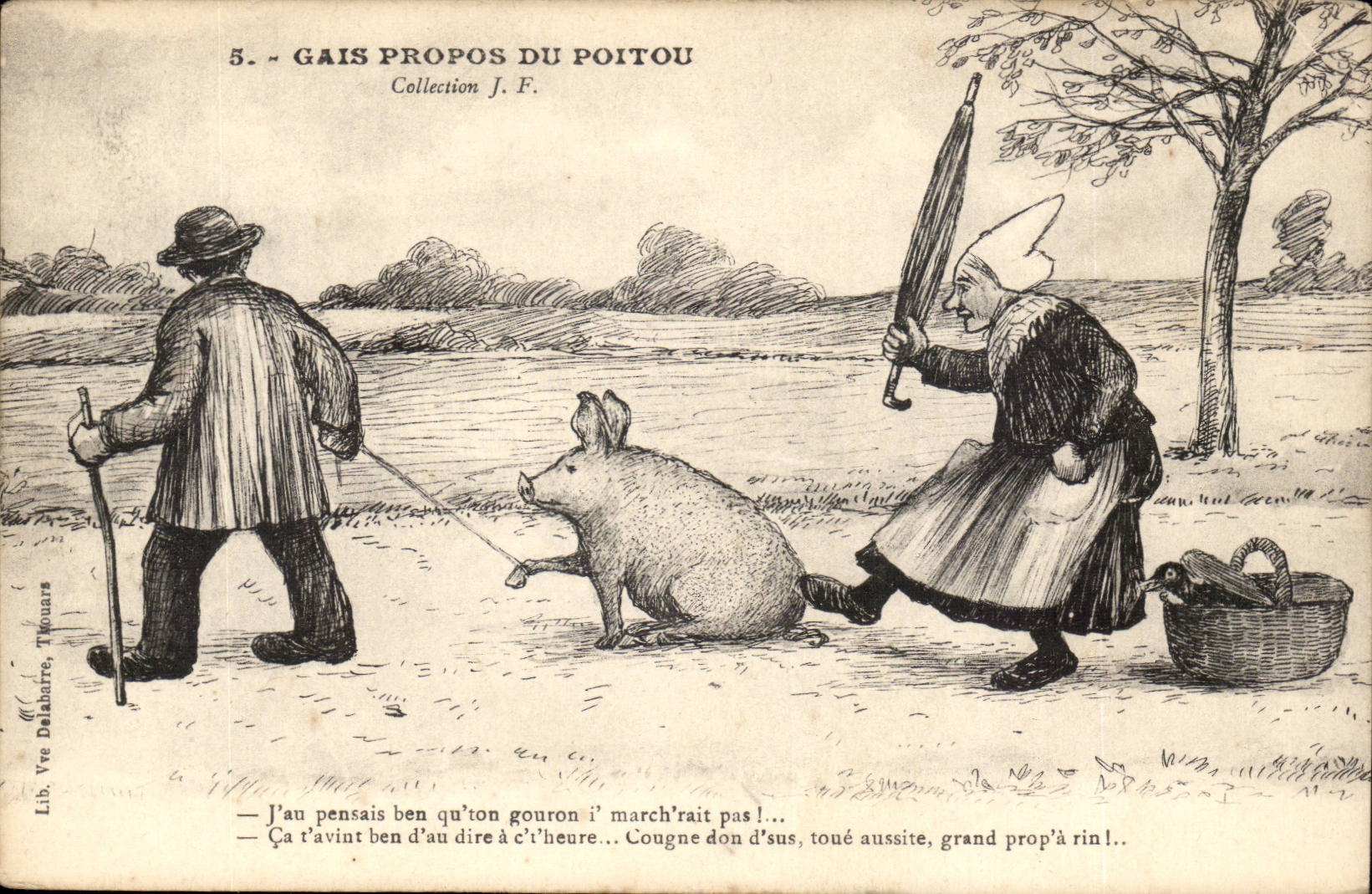 CPA Gais propos du PoitouJ'en pensais qu'on gouron (cochon pig) Illustrateur