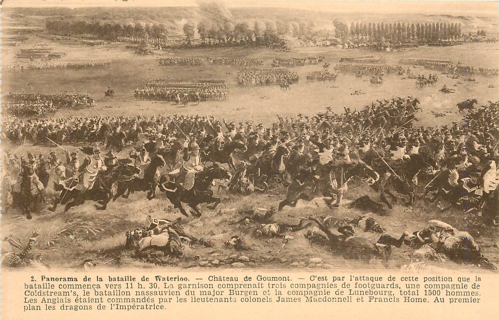 CPA Panorama de la Bataille de Waterloo Chateau de Goumont