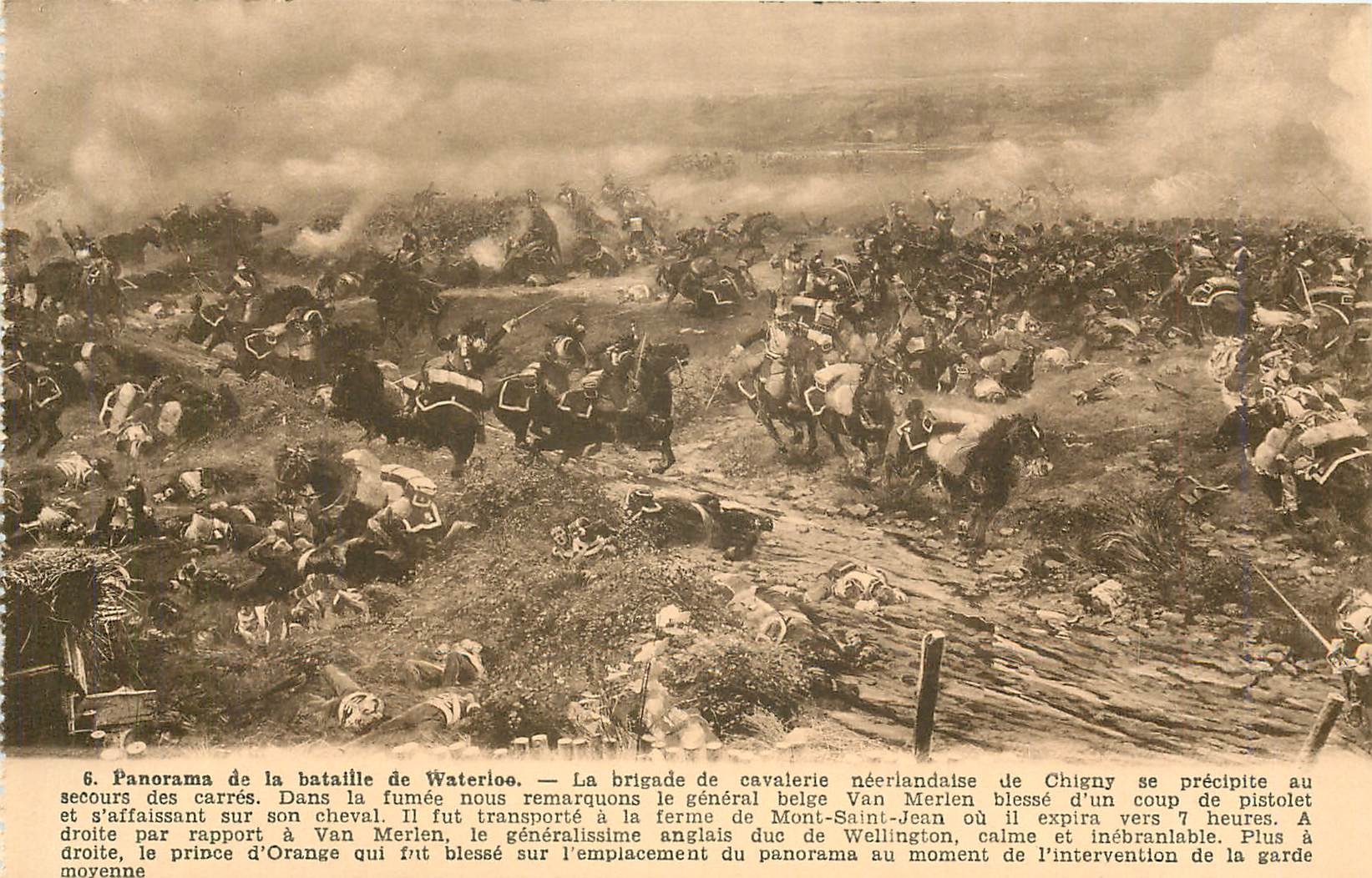 CPA Panorama de la Bataille de Waterloo La brigade de cavalerie neerlandaise de Chigny