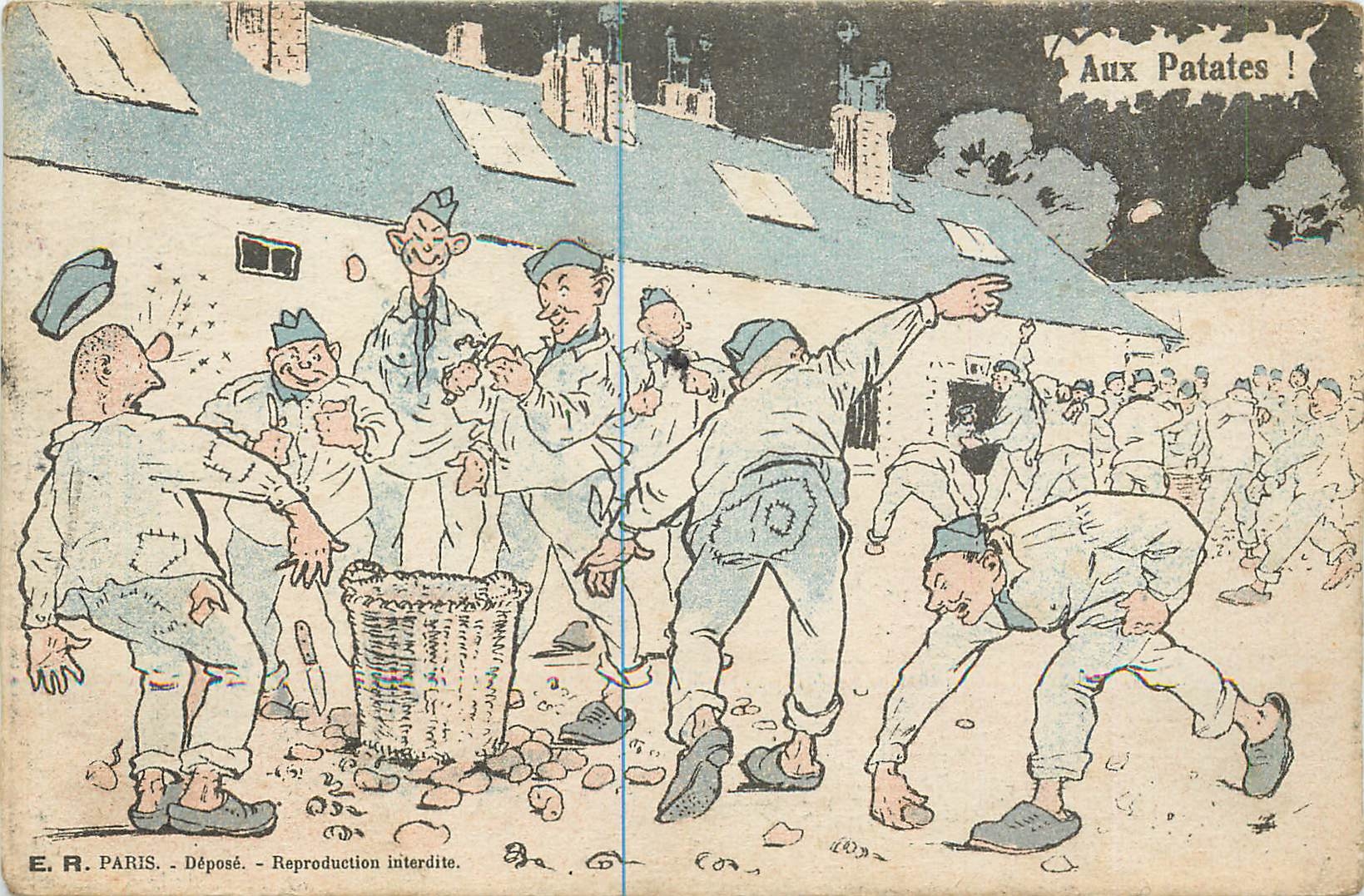 CPA Aux Patates Militaria