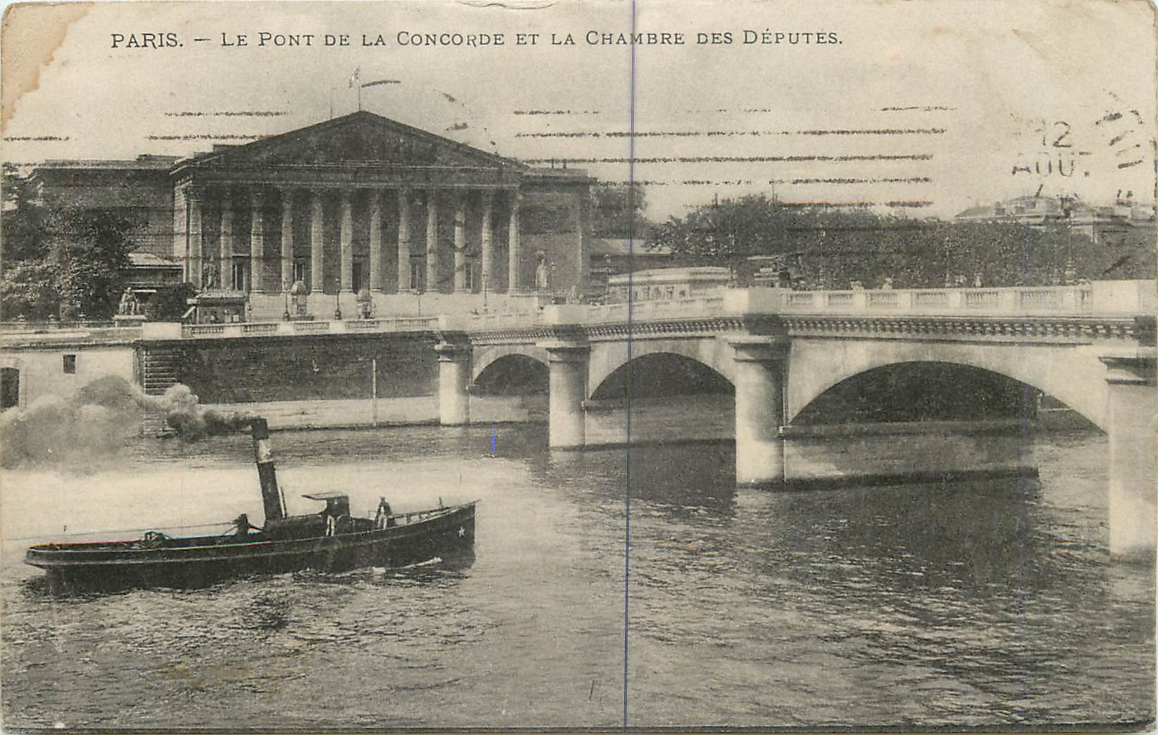 CPA Paris Le Pont de la Concorde et la Chambre des Deputes Bateau