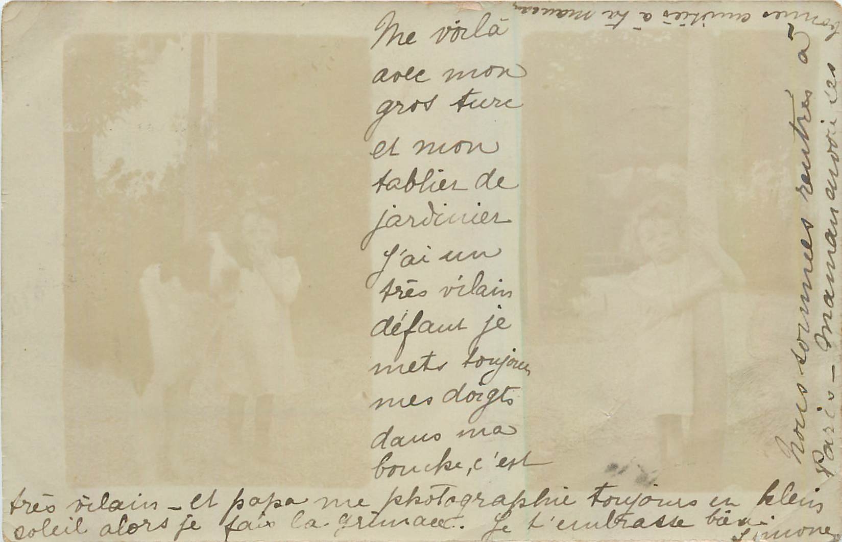 CARTE PHOTO Enfant Chien