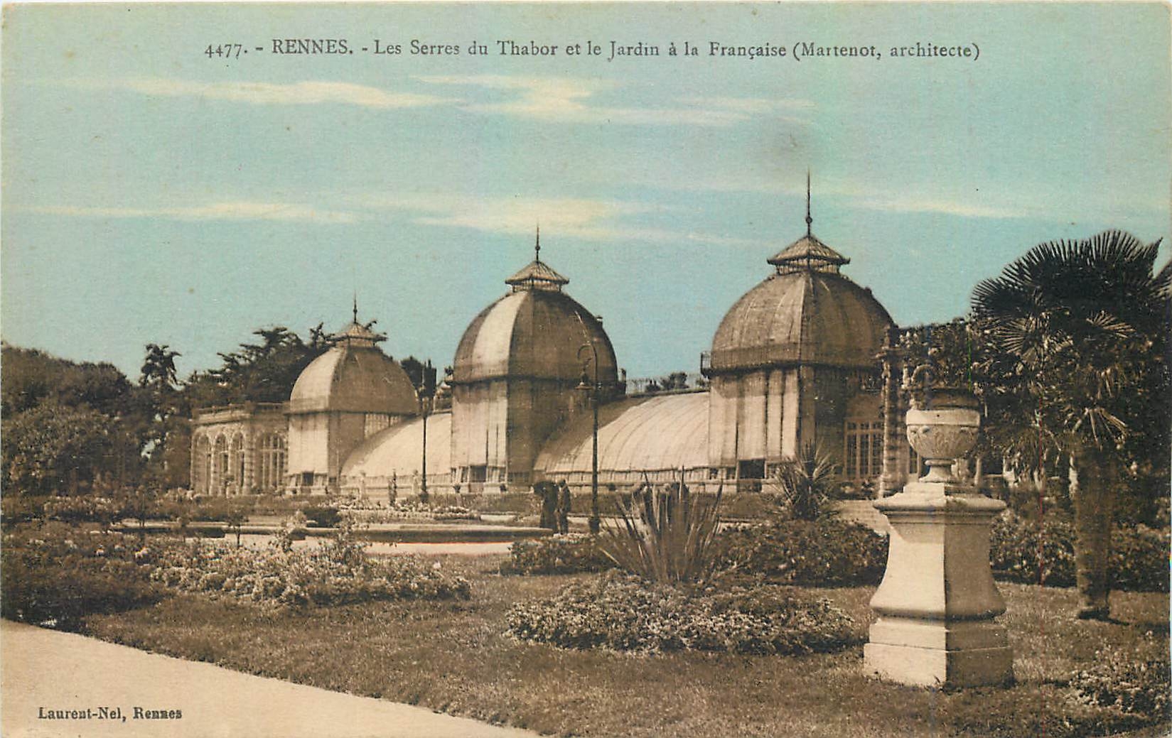 CPA Rennes Les Serres du Thabor et le Jardin a la Francaise 