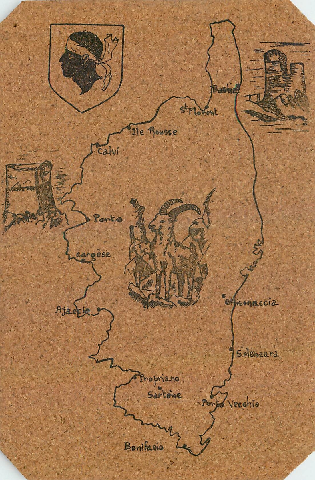 CPA Carte en cuir Corse Chevre