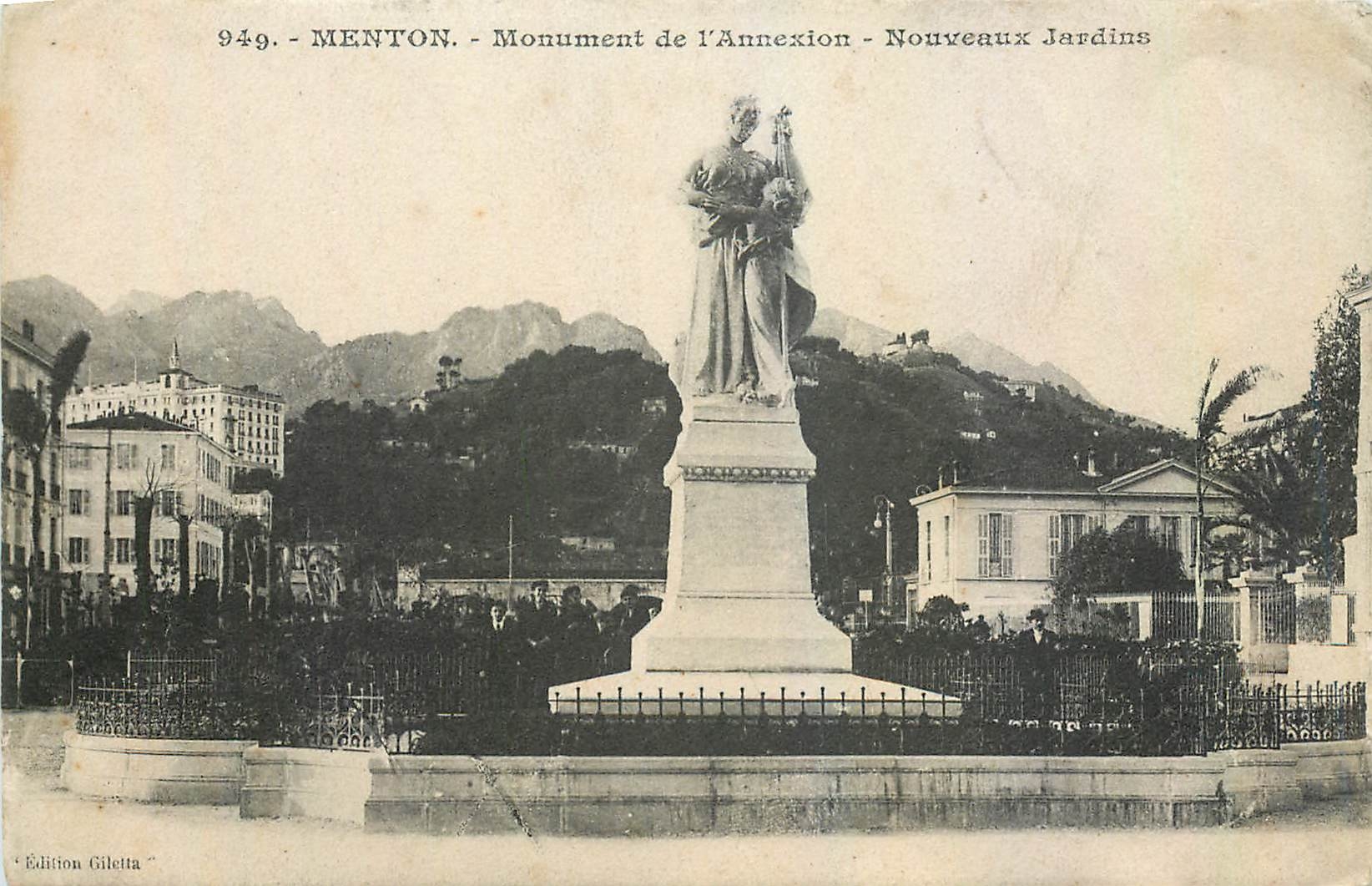 CPA Menton Monument de l'Annexion Nouveaux Jardins 