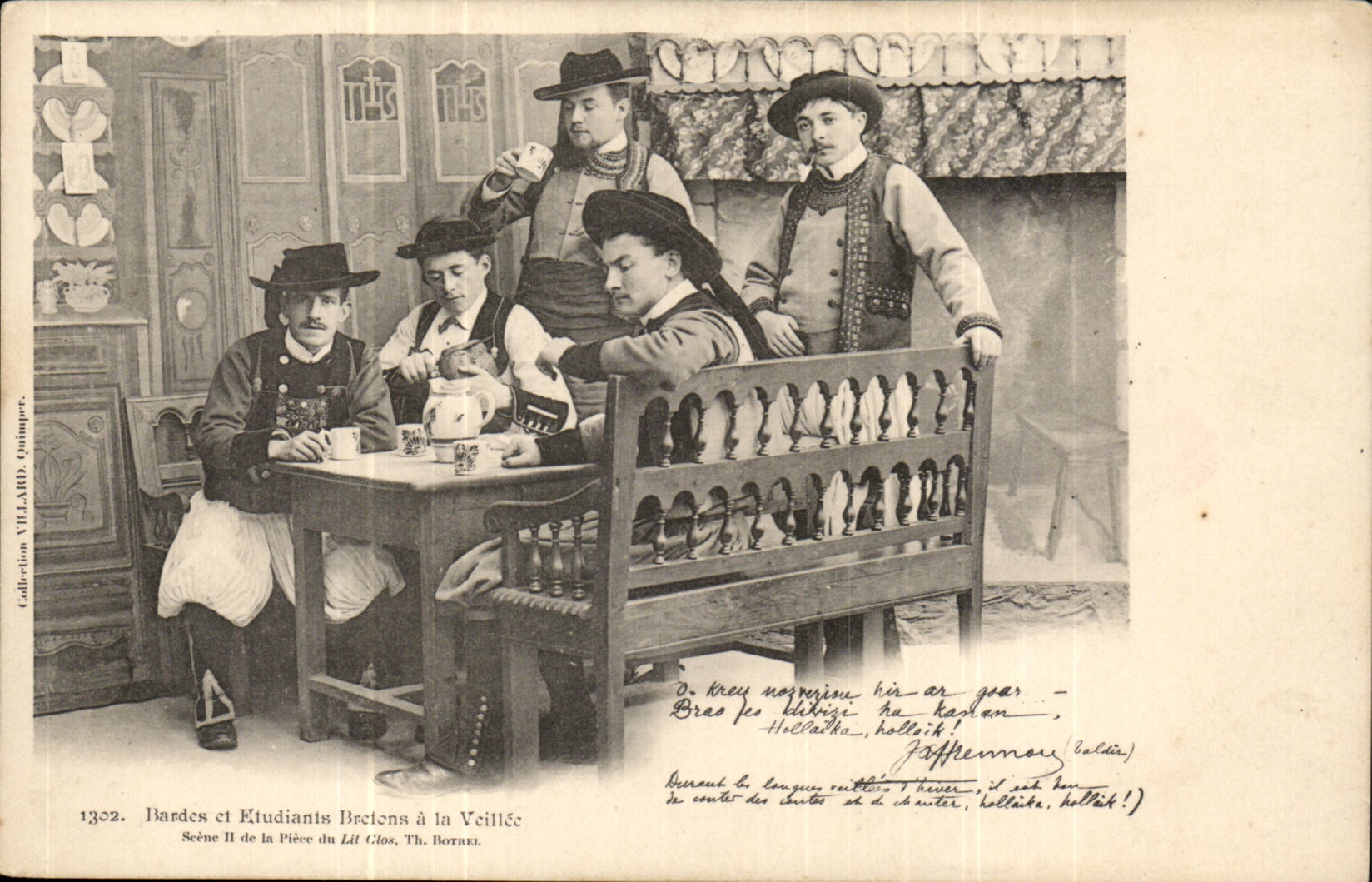 Breton Brittany Bards and Students in Veillee - CPA Botrel