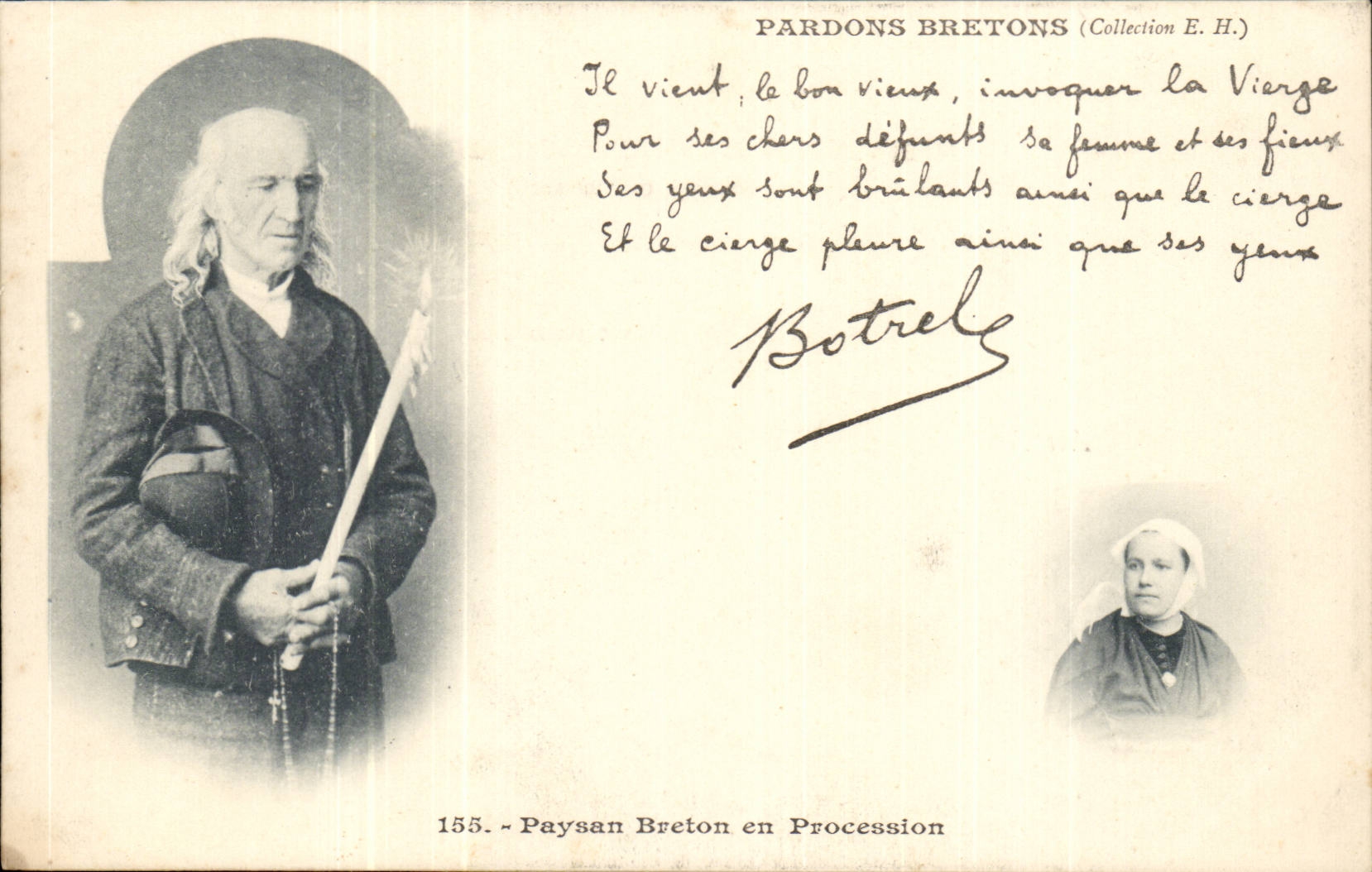 Brittany Breton Peasant Folklore in procession CPA Botrel