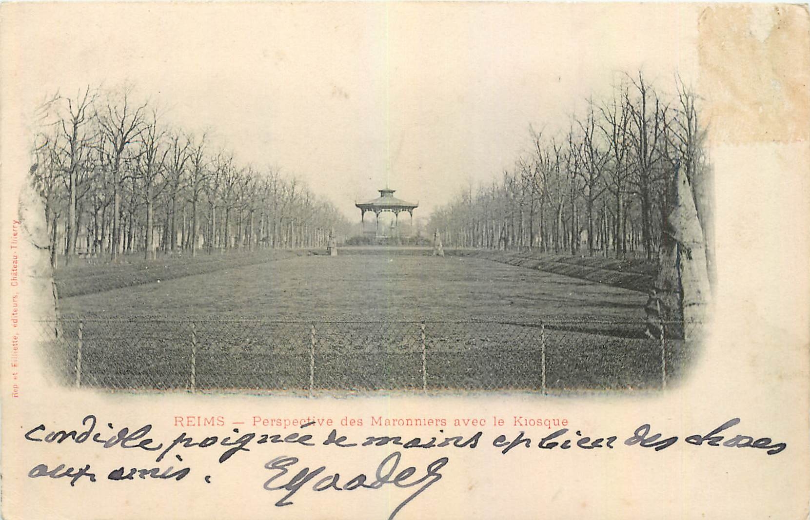 CPA Reims Perspective des Maronniers avec le Kiosque 