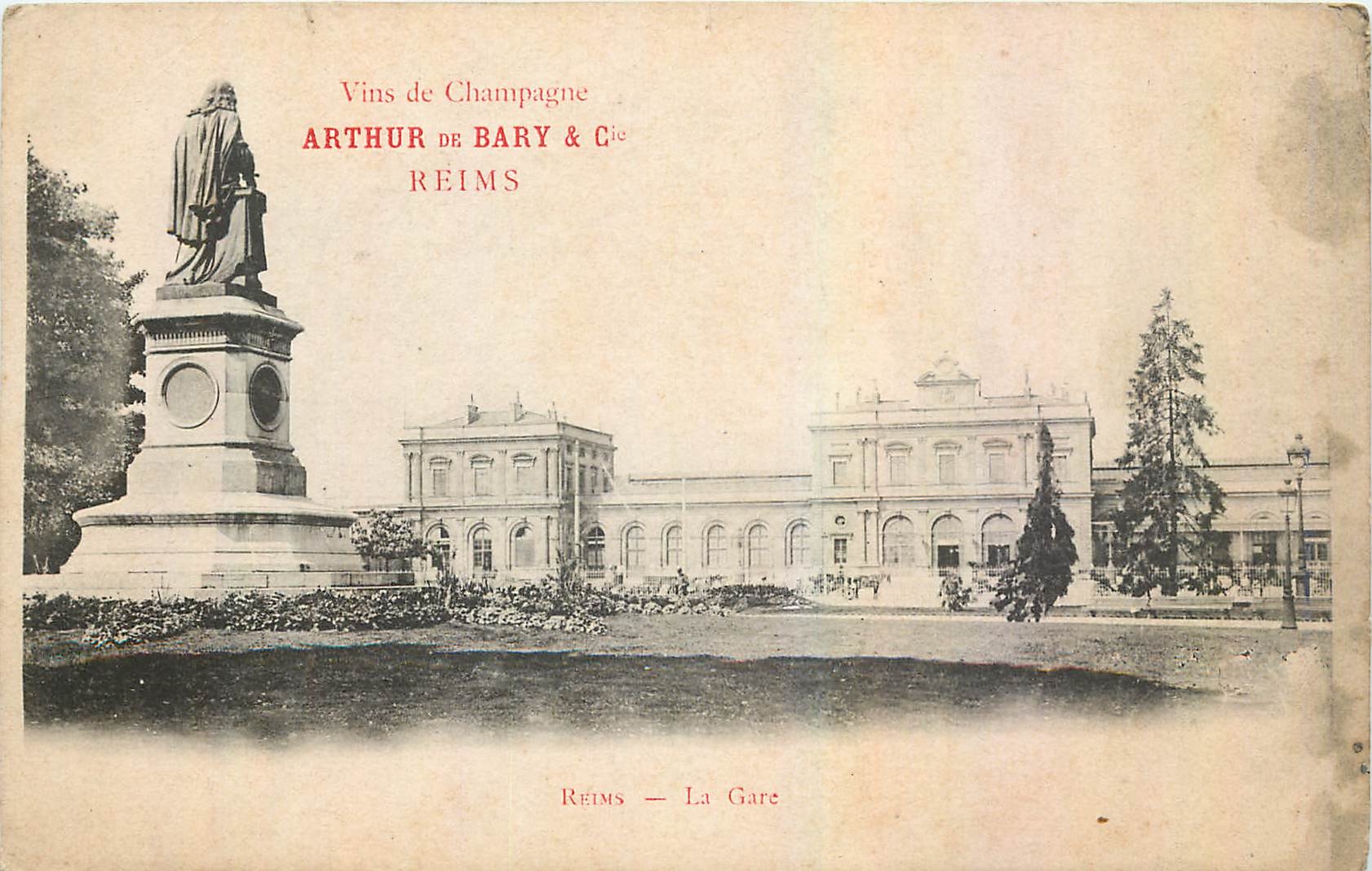 CPA Reims La Gare  Vins de champagne Arthur & Bary 