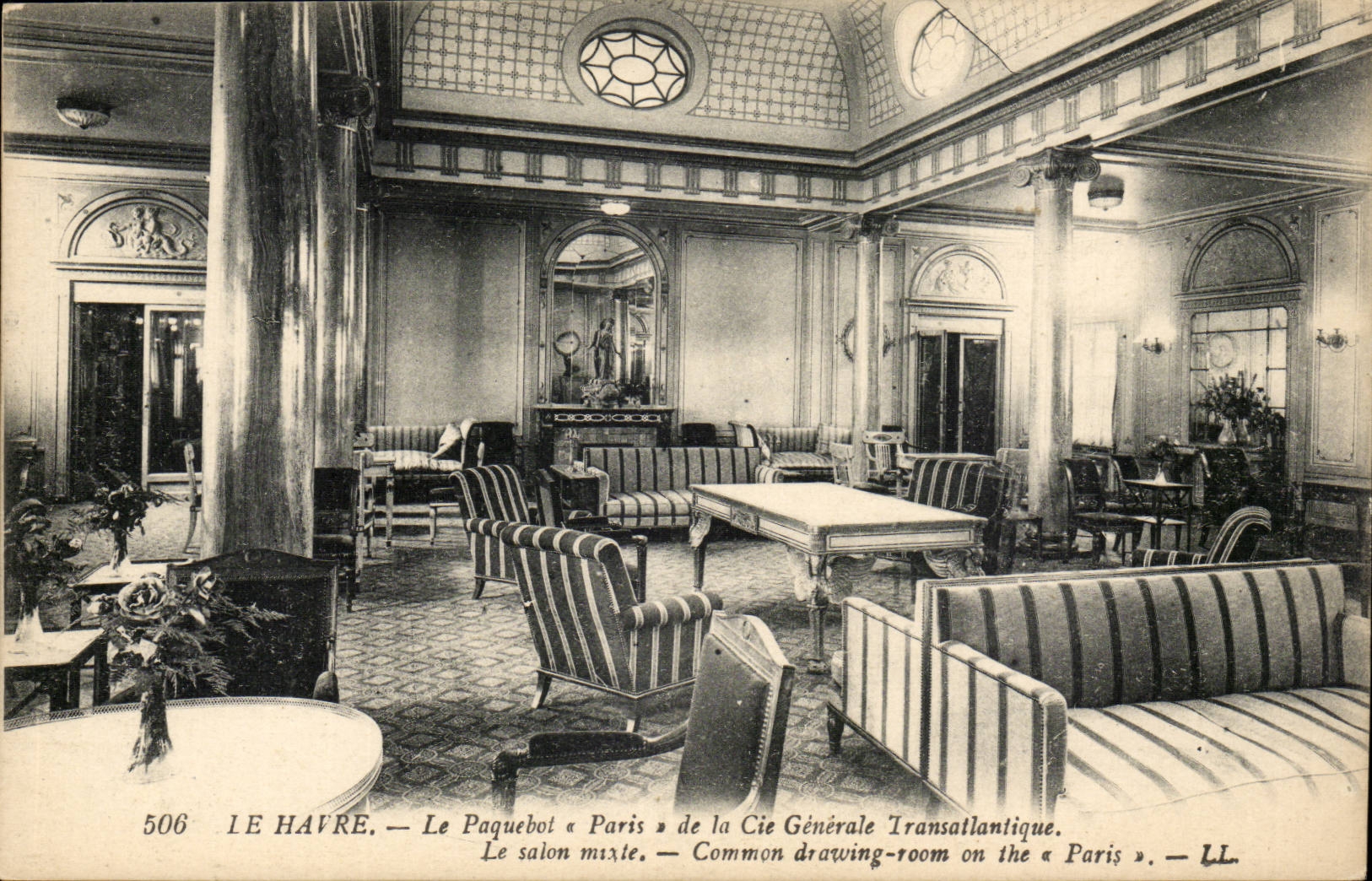 Dampfer-Boot-Dampfer mischte es Hafen Paris der allgemeinen Co Tranatlantique es Wohnzimmer allgemeinen Drawing-room - CPA