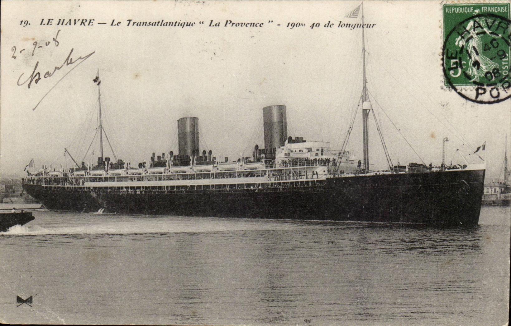 Steamer-Boat-steamer it Harbor-Deck chair Provence 190m 40 length CPA