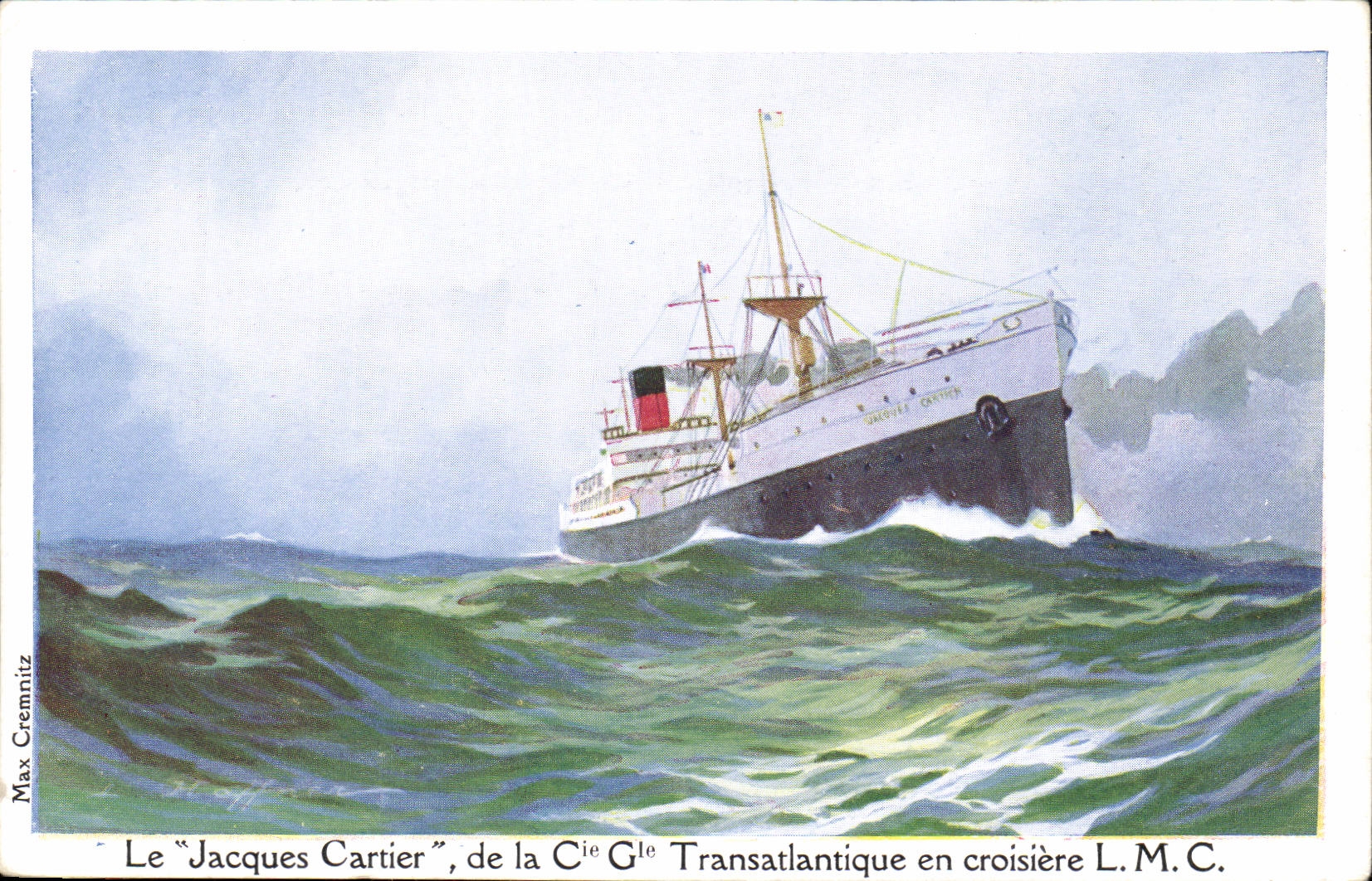 Dampfer-Boot-Dampfer Jacques Cartier der transatlantischen Co Gle in kreuzendem L Herr C - Abbildung - CPA
