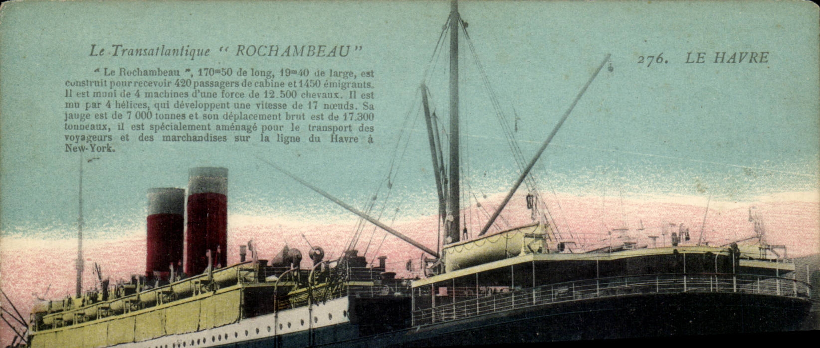 Steamer-Boat-steamer Le Havre Rochambeau Illustration - CPA