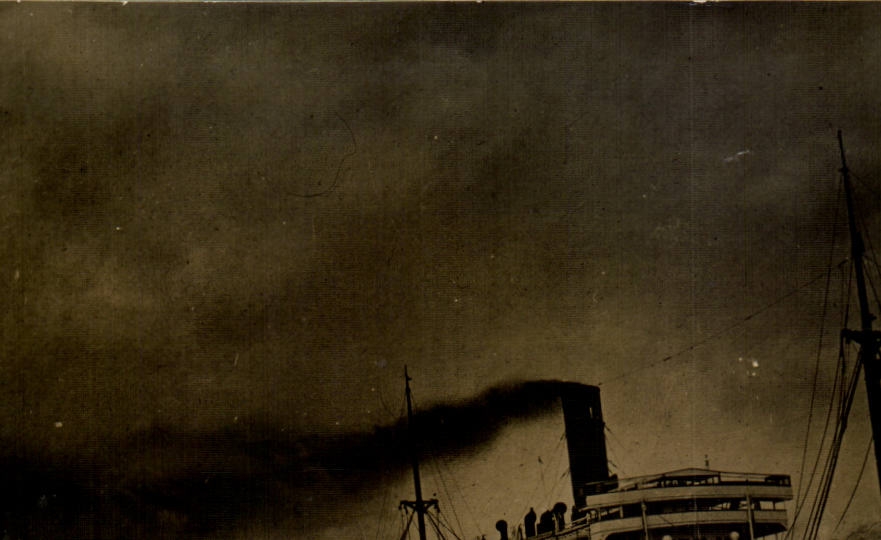 Steamer-Boat-steamer Stormy Night- Storm-Illustration CPA