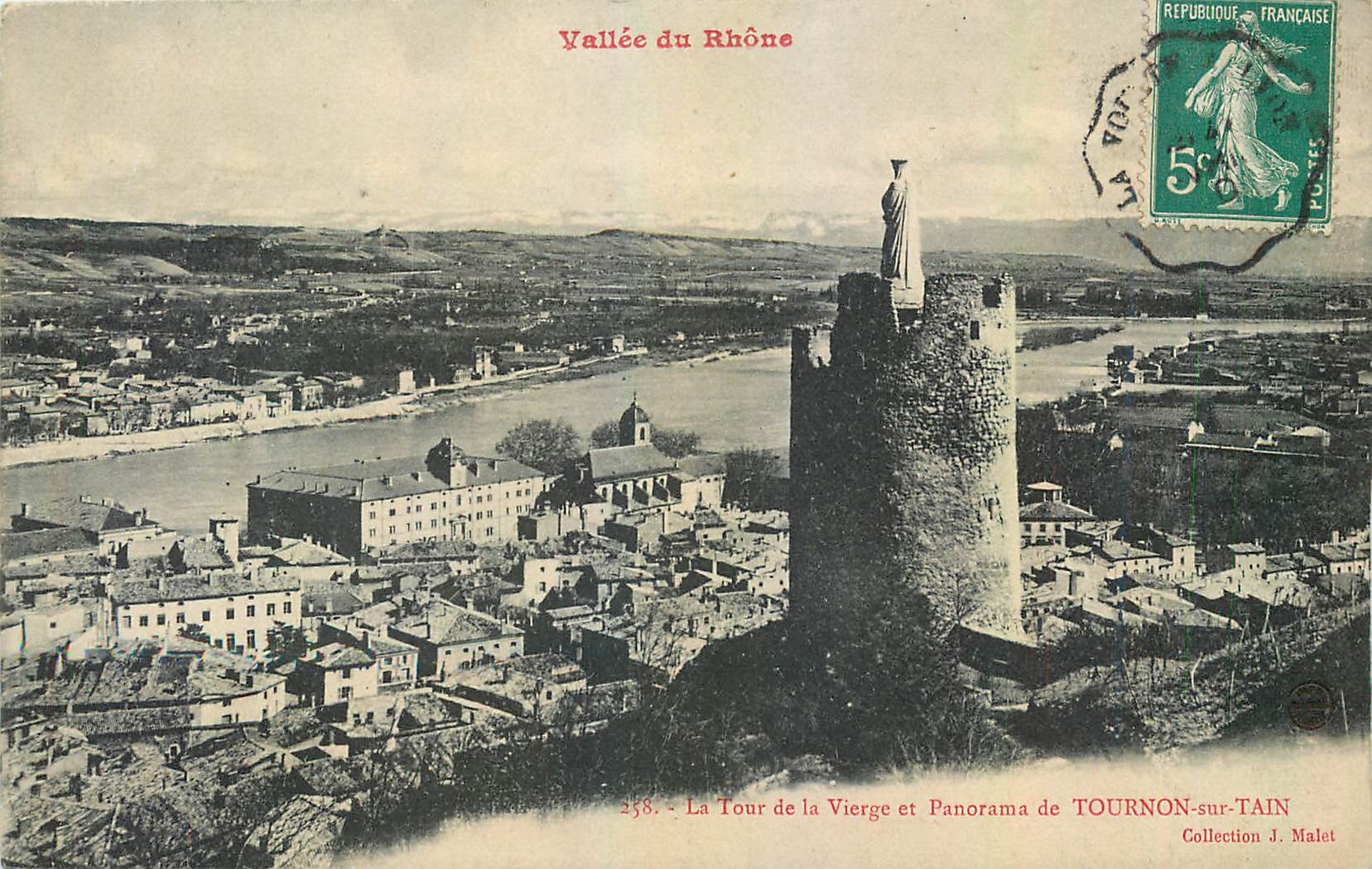 CPA Vallee du Rhone La Tour de la Vierge et Panorama de Tournon sur Tain 