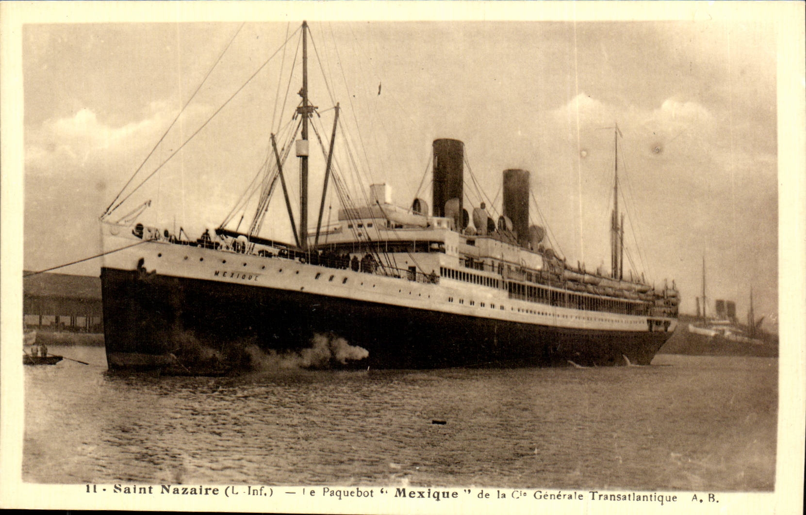 Steamer-Steamer-Boat-boat-Saint-Nazaire Mexico of the Co GeneraleTransatlantique