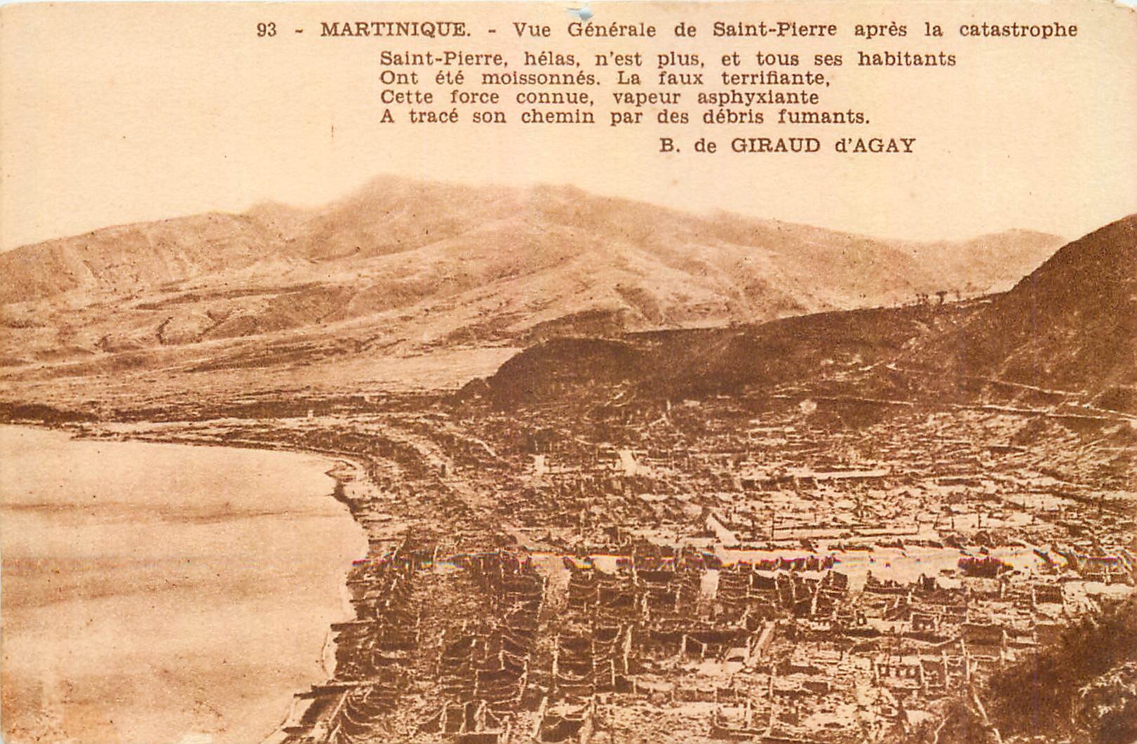 CPA Martinique Vue Generale de Saint Pierre apres la catastrophe