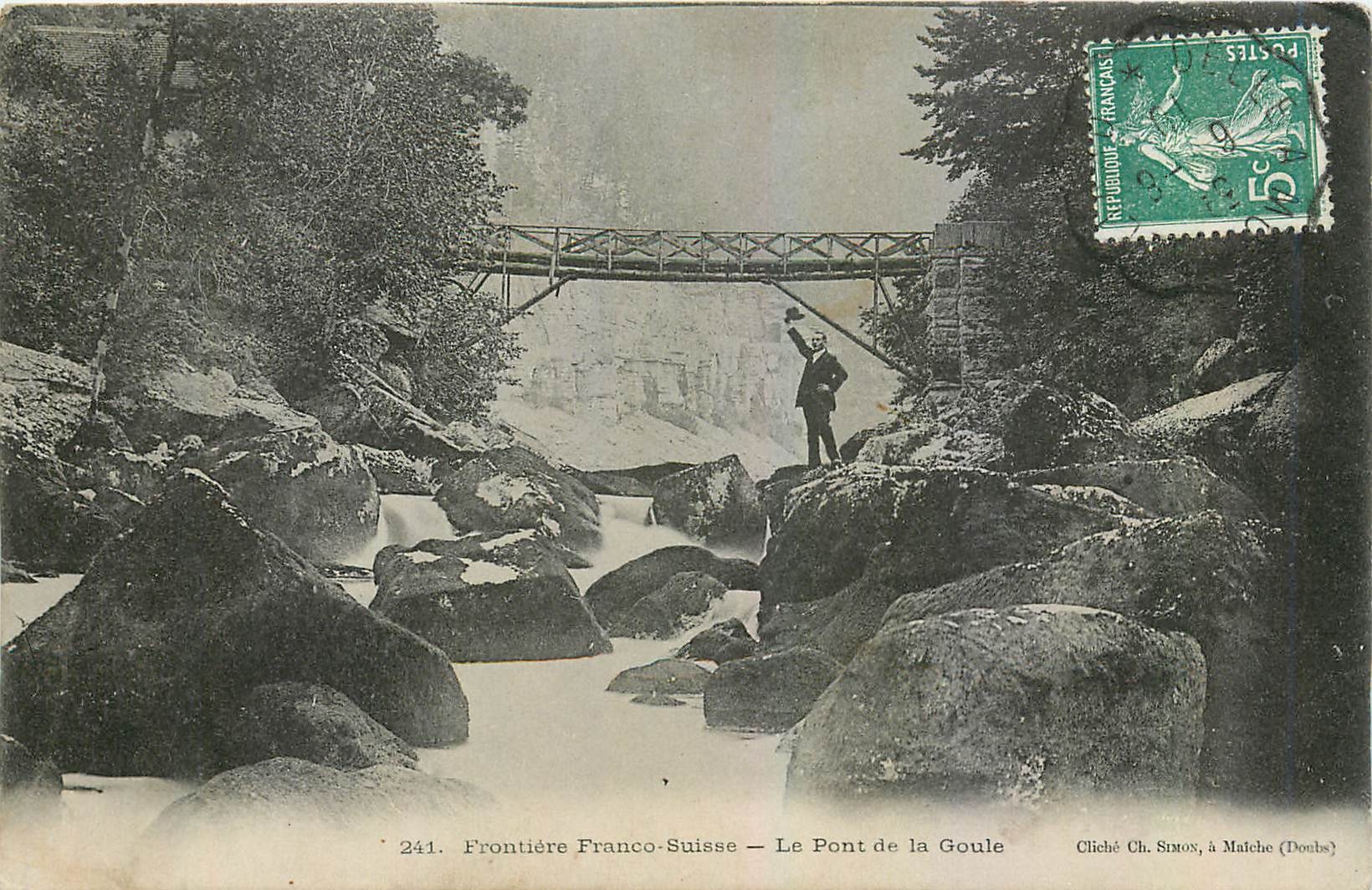 CPA Frontiere Franco Suisse Le Pont de la Gouile 