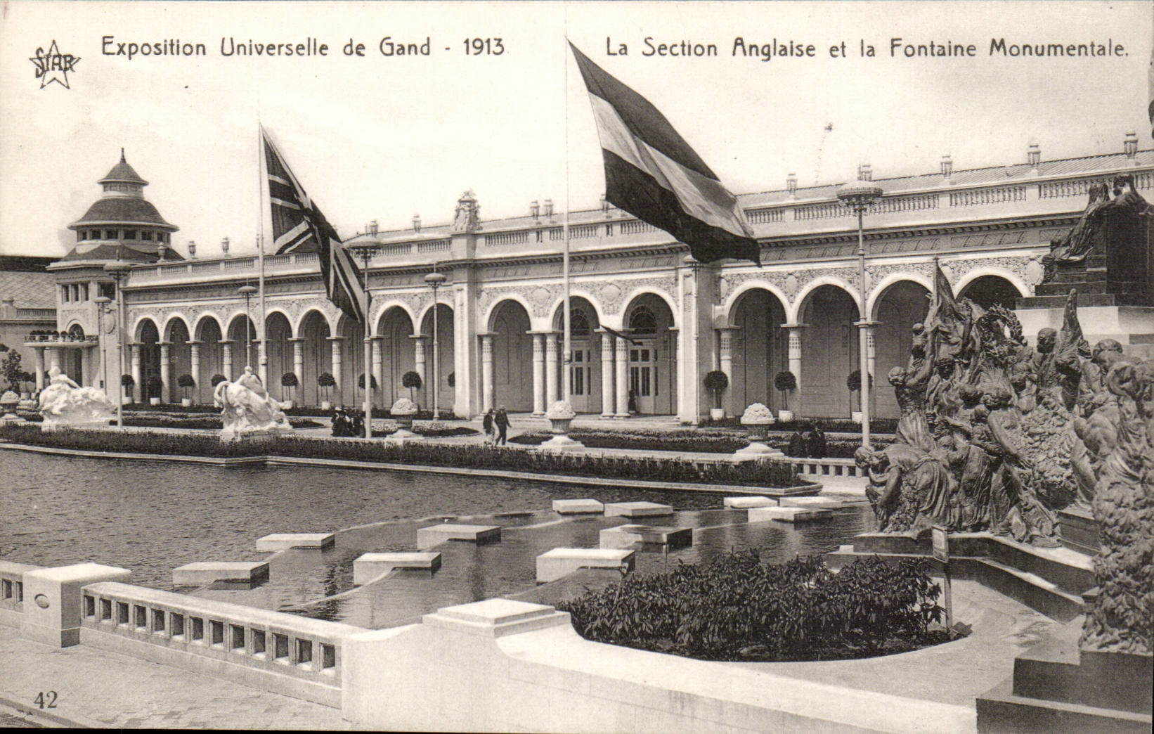 Exposition Universelle de Gand-Ghent-Belgique-Belgium 1913- La Section Anglaise et la Fontaine Monumental -CPA