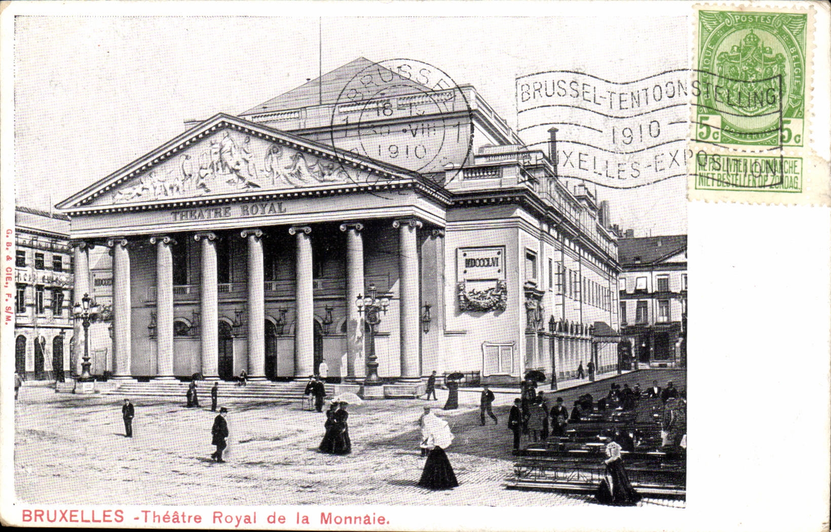 Exposition Universelle Bruxelles-Brussels-Belgique-Belgium- 1910-Hand Stamp- Theatre Royal de la Monnaie -CPA
