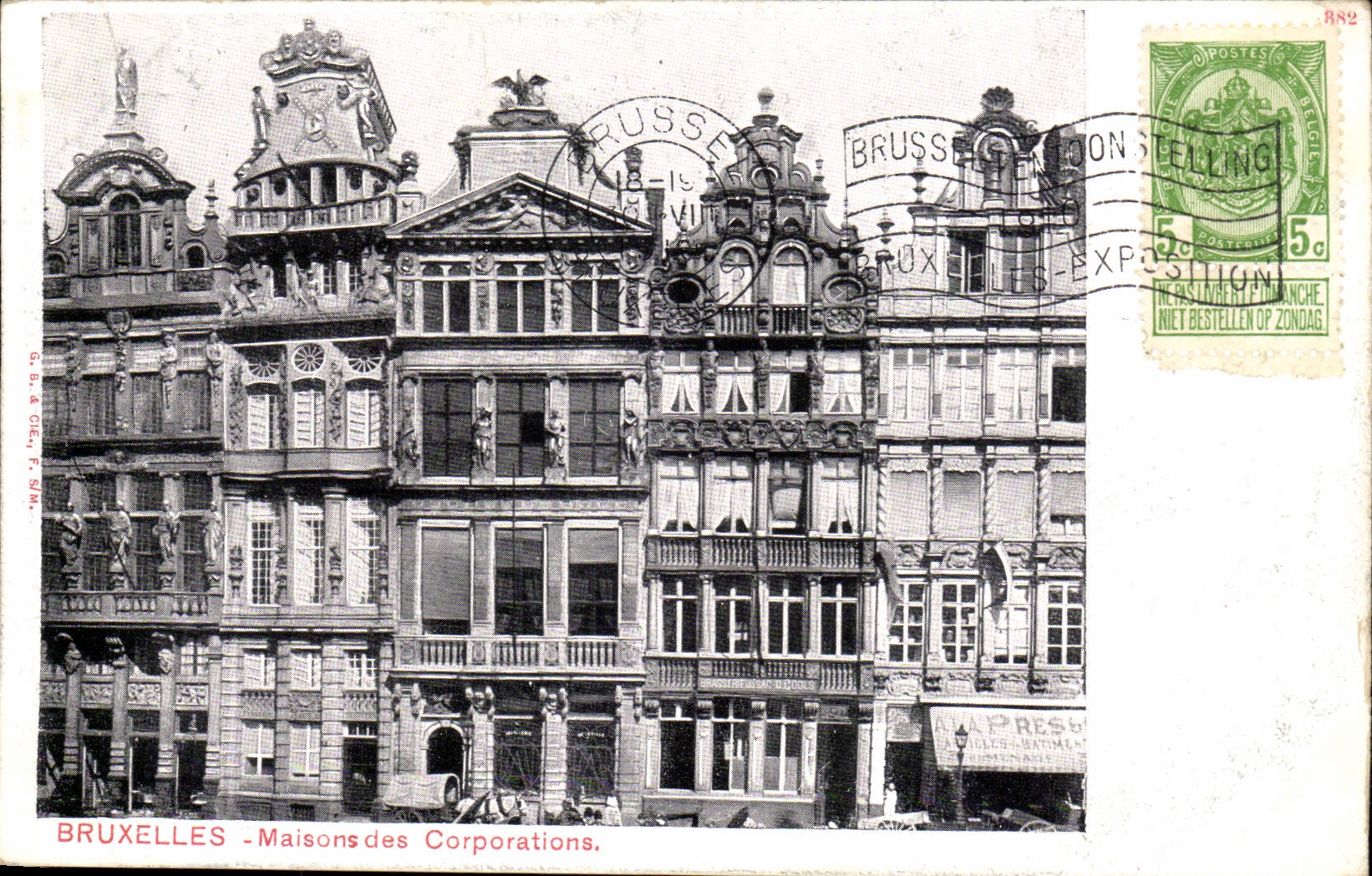 Exposition Universelle Bruxelles-Brussels-Belgique-Belgium- 1910-Hand Stamp- Maisons des Corporations -CPA