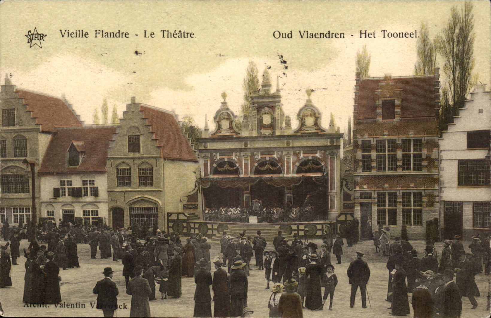 Exposition Universelle de Gand-Ghent-Belgique-Belgium-1913- Hand stamp- Vieille Flandre -Le Theatre -CPA