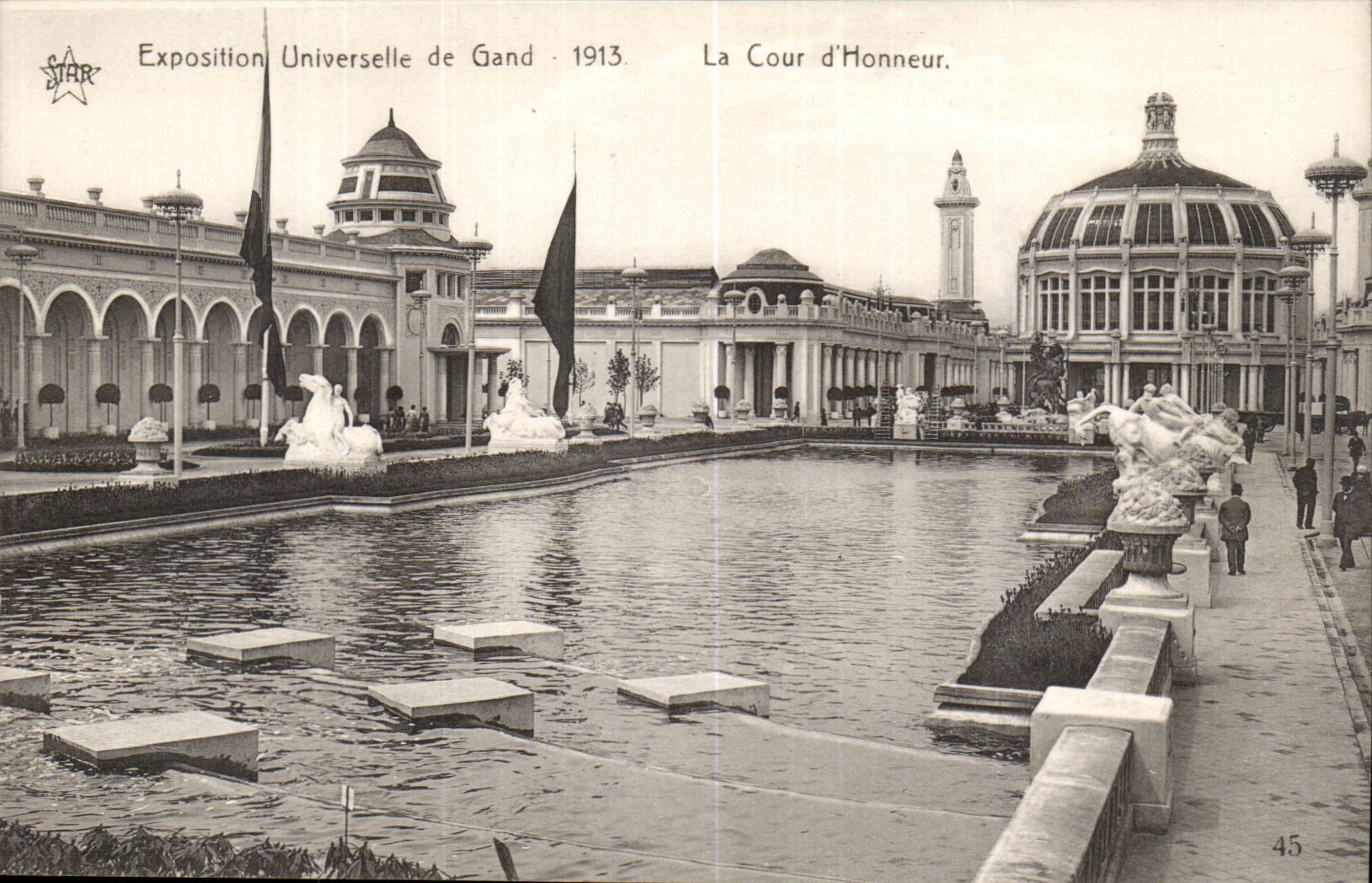Exposition Universellw de Gand-Ghent-Belgique-Belgium-1913-La Cour d'Honneur-CPA 