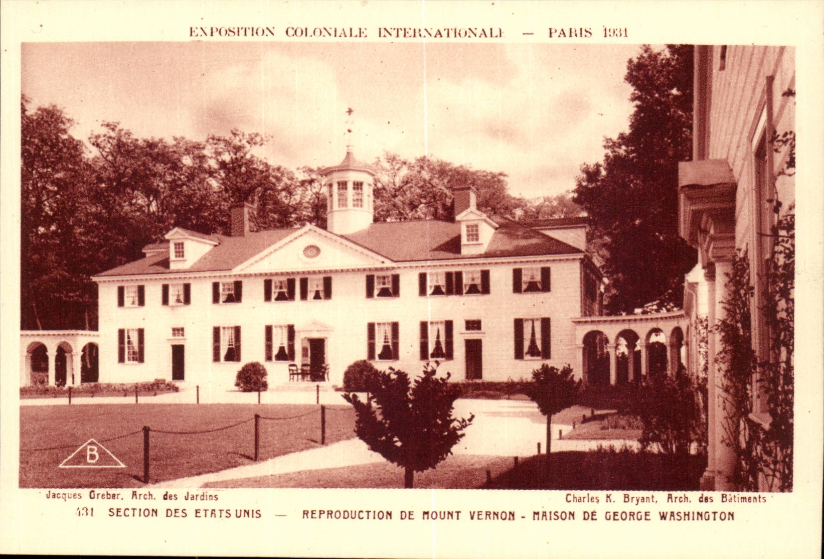 Paris-France-Exposition Coloniale Internationale-1931-Section des Etas-Unis-Reproduction de Mount Vernon-CPA