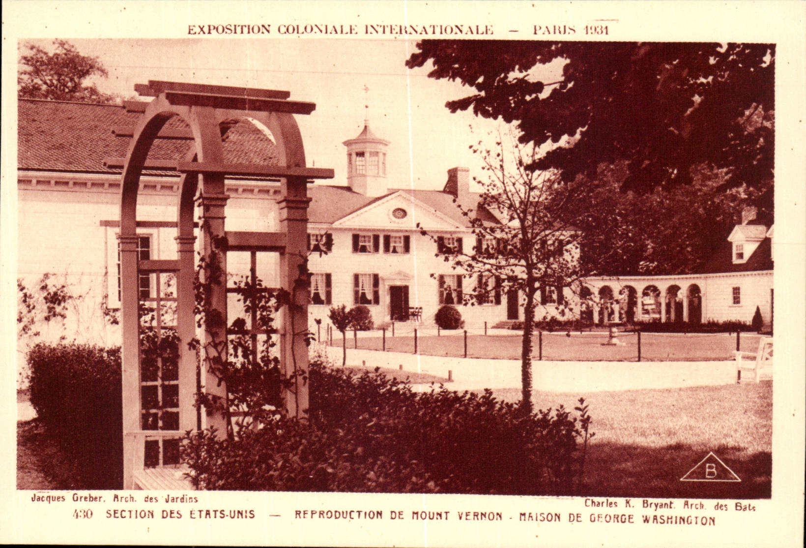 Paris-France-Exposition Coloniale Internationale-1931- Section Des Etas-Unis-Reproduction de Mount Vernon-CPA