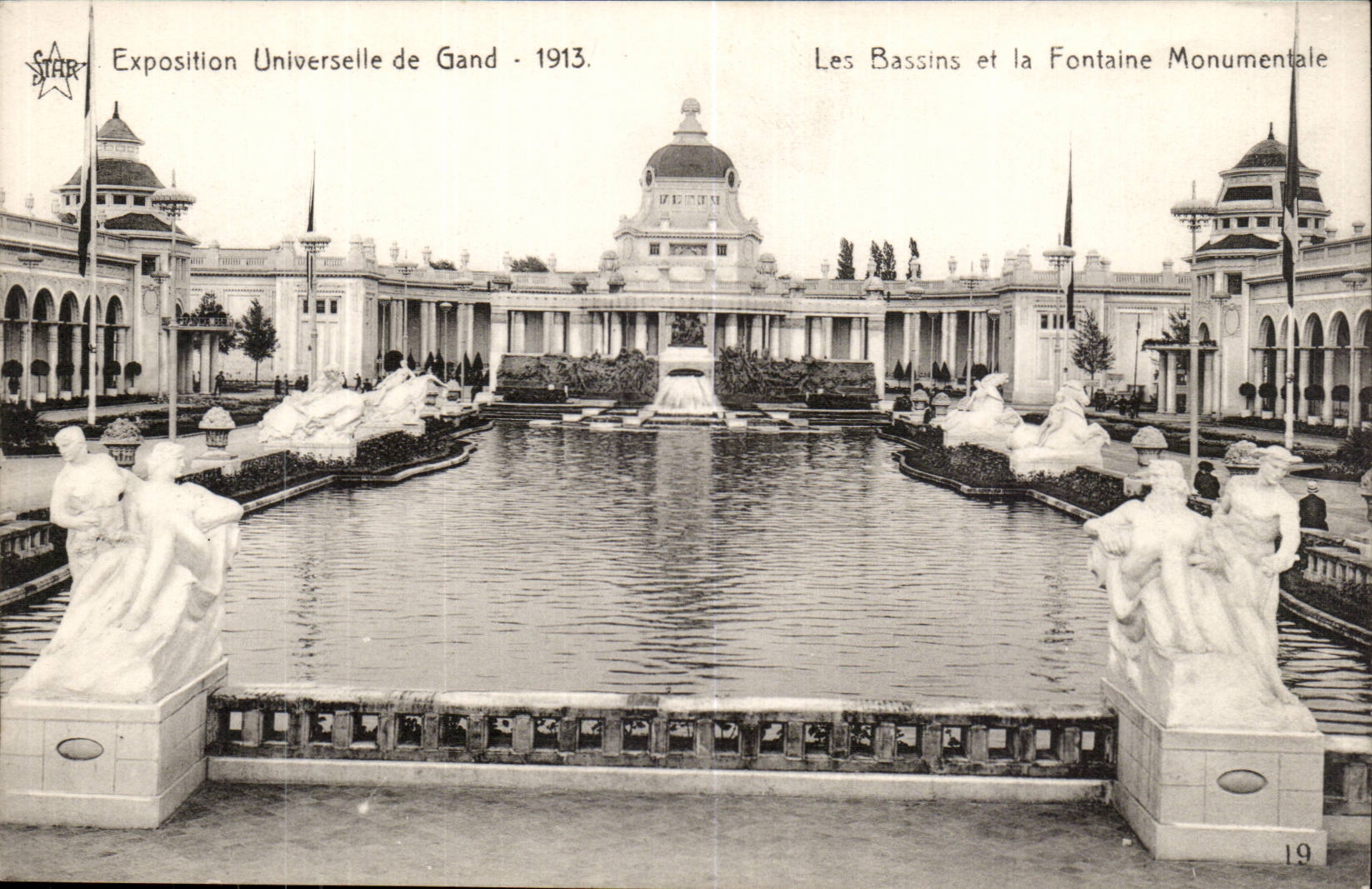 Exposition Universelle de Gand-Ghent-Belgique-Belgium-1913- Les Bassins et la Fontaine Monumentale - CPA