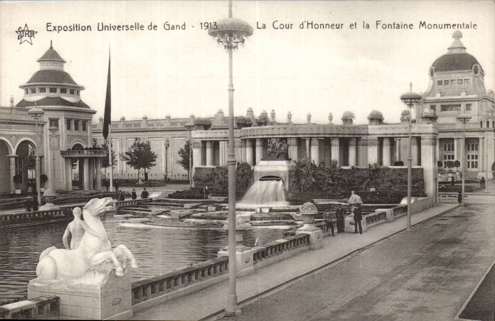 Exposition Universelle de Gand-Ghent-Belgique-Belgium-1913- La Cour d'Honneur et la Fontaine Monumentale - CPA