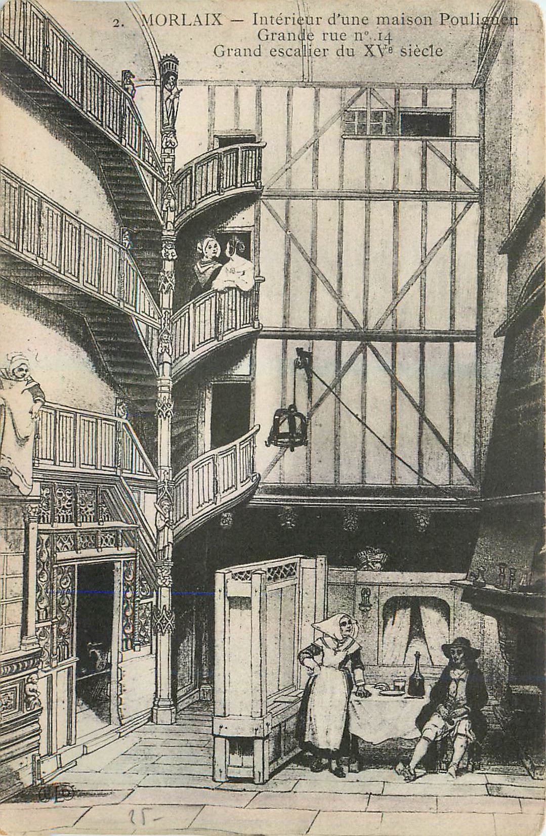 CPA Morlaix Interieur d'une maison Pouliguen 