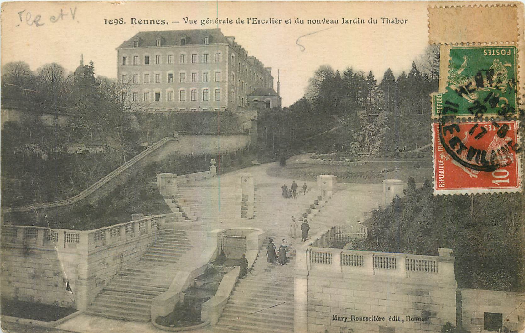 CPA Rennes Vue generale de l'Escalier et du nouveau Jardin du Thabor 