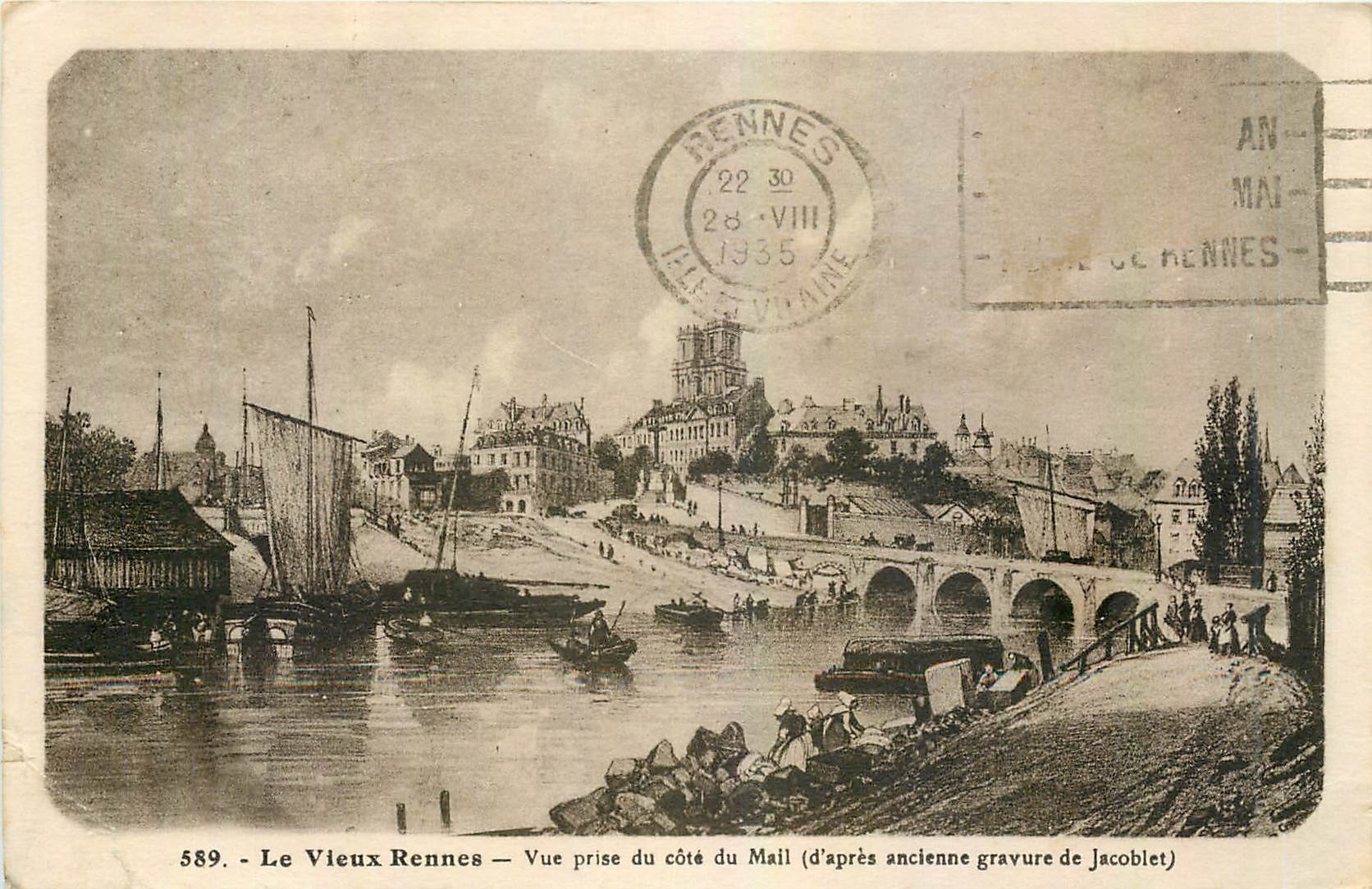 CPA Le Vieux Rennes Vue prise du cote du mail 